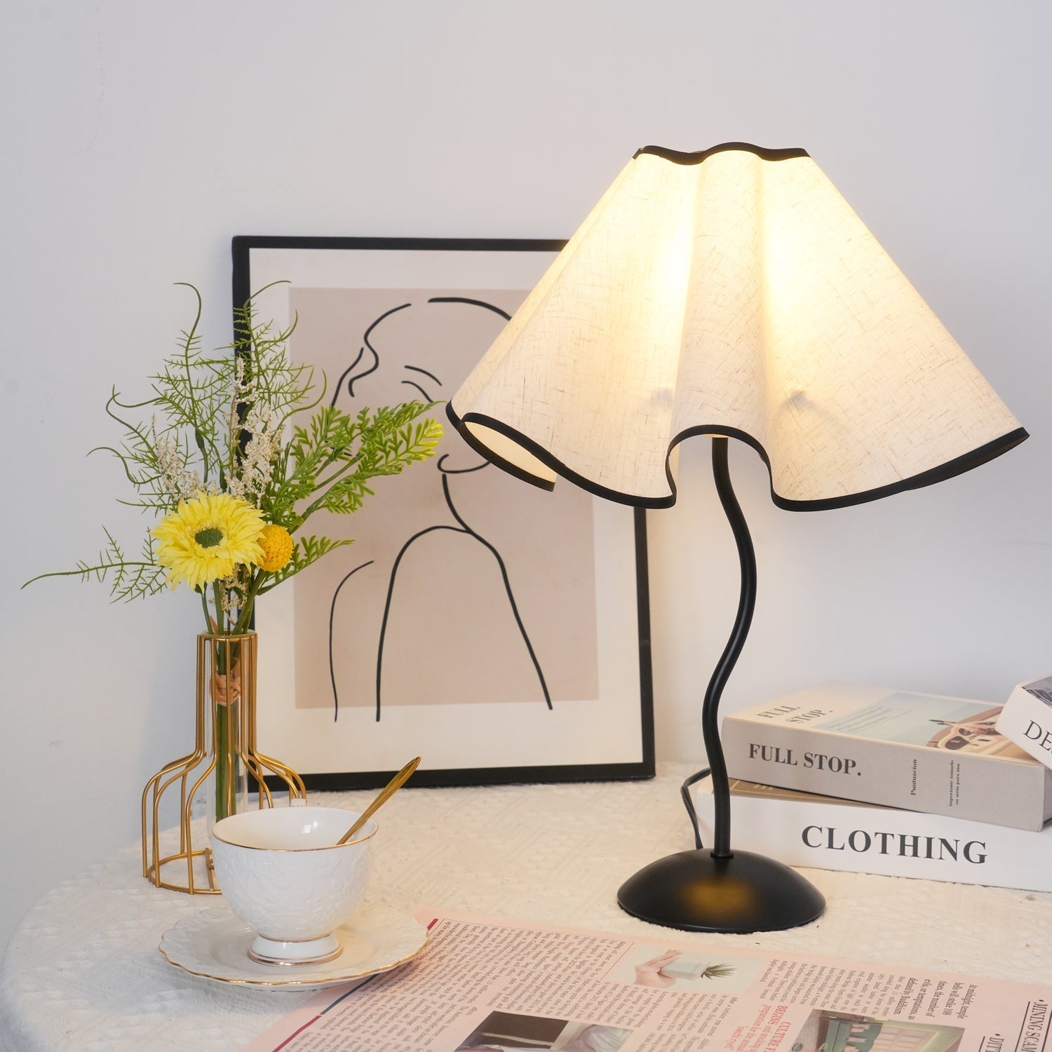 Luminova Fabric Artistic Table Lamp-Neutral Decor
