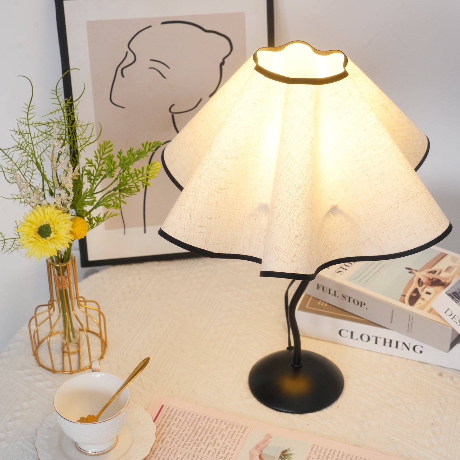 Luminova Fabric Artistic Table Lamp-Neutral Decor