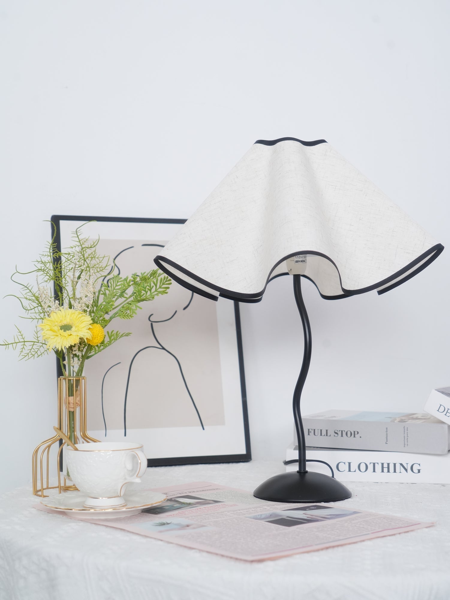 Luminova Fabric Artistic Table Lamp-Neutral Decor