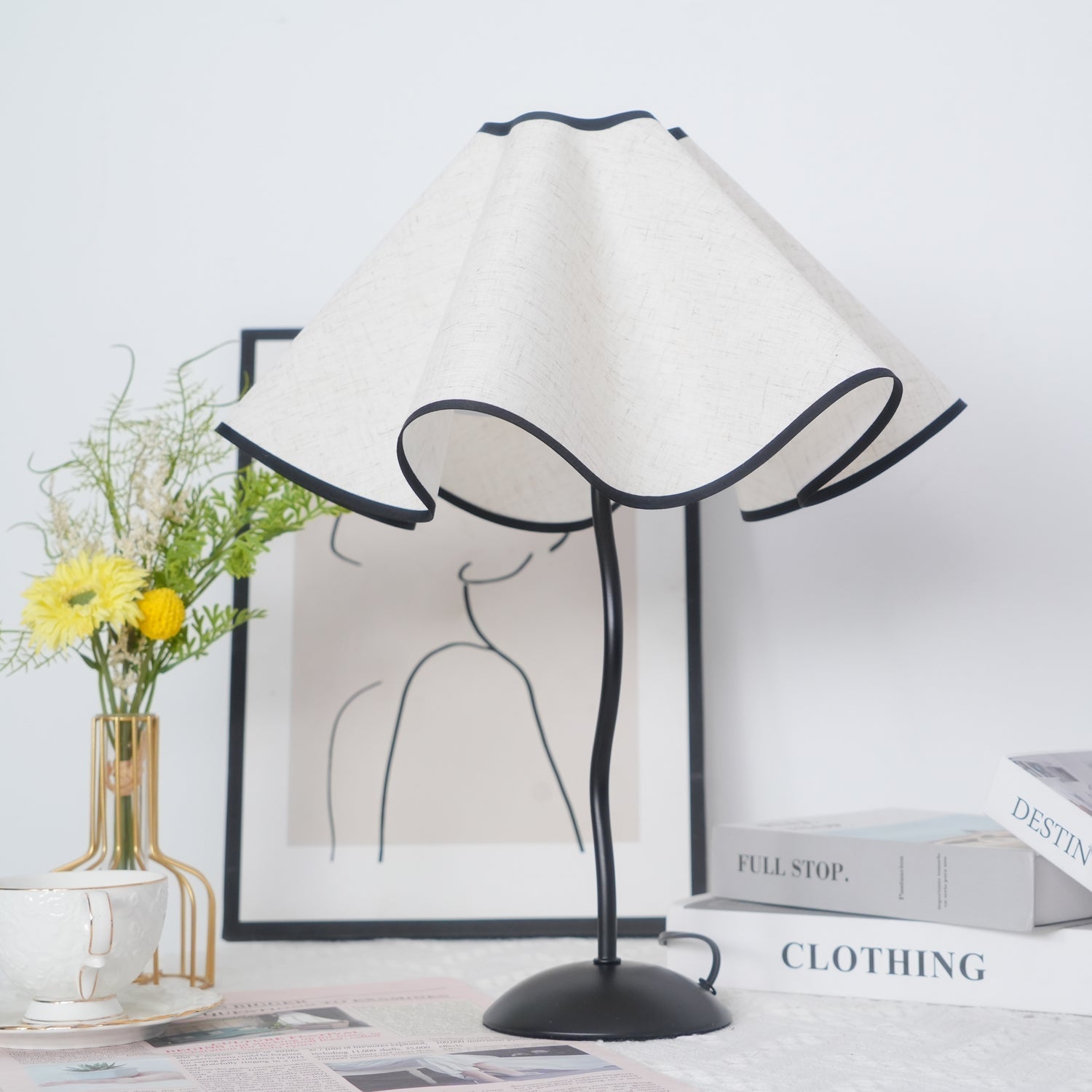 Luminova Fabric Artistic Table Lamp-Neutral Decor