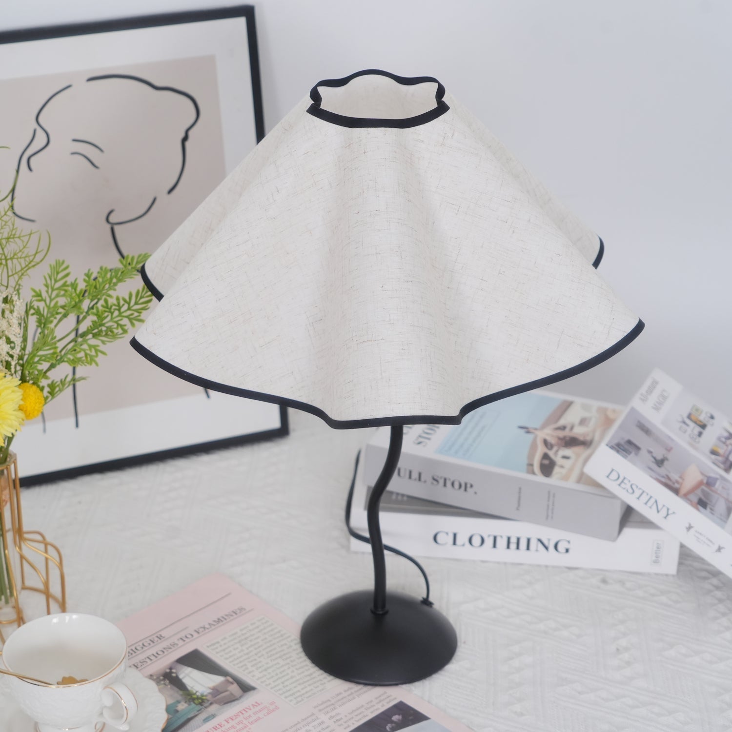 Luminova Fabric Artistic Table Lamp-Neutral Decor