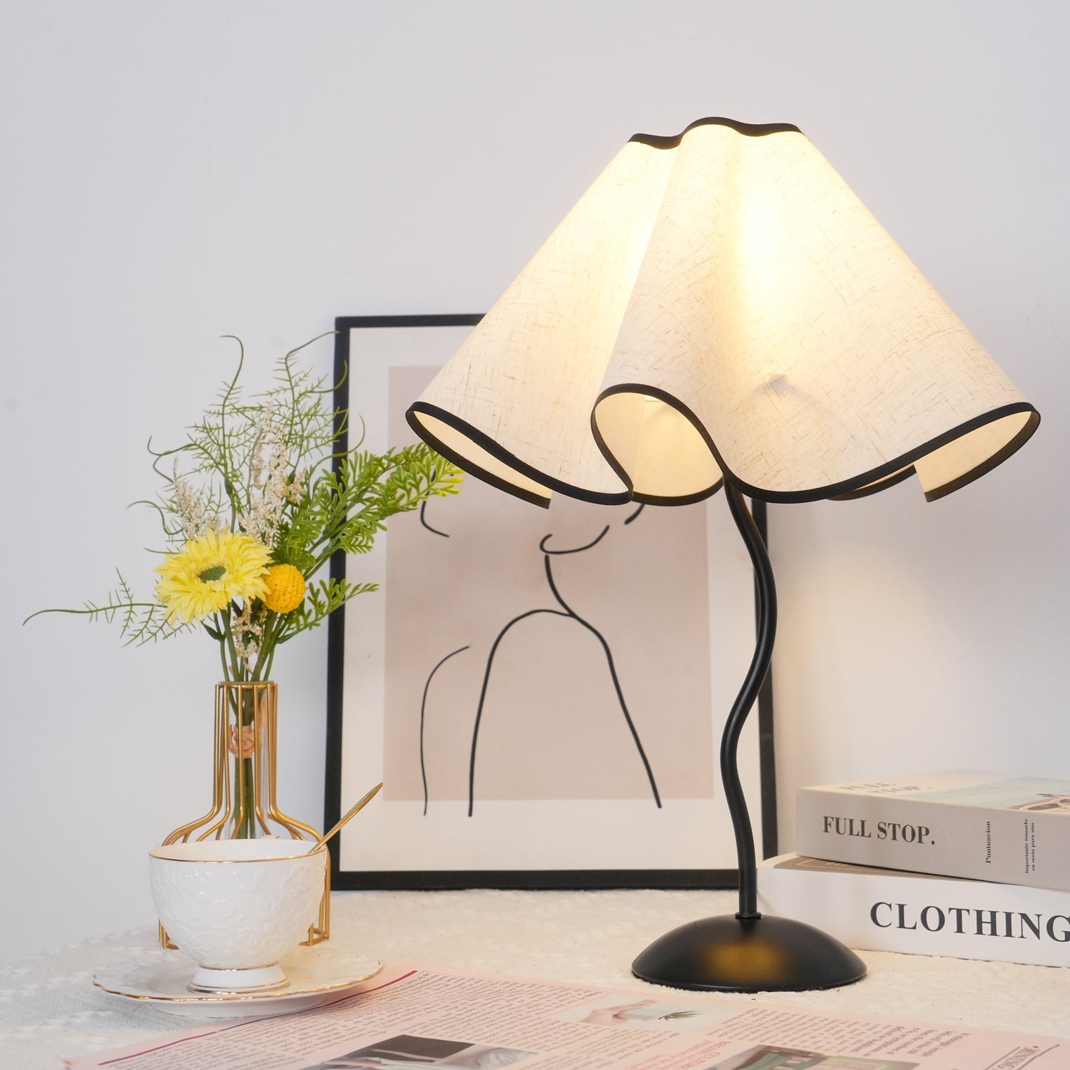 Luminova Fabric Artistic Table Lamp-Neutral Decor