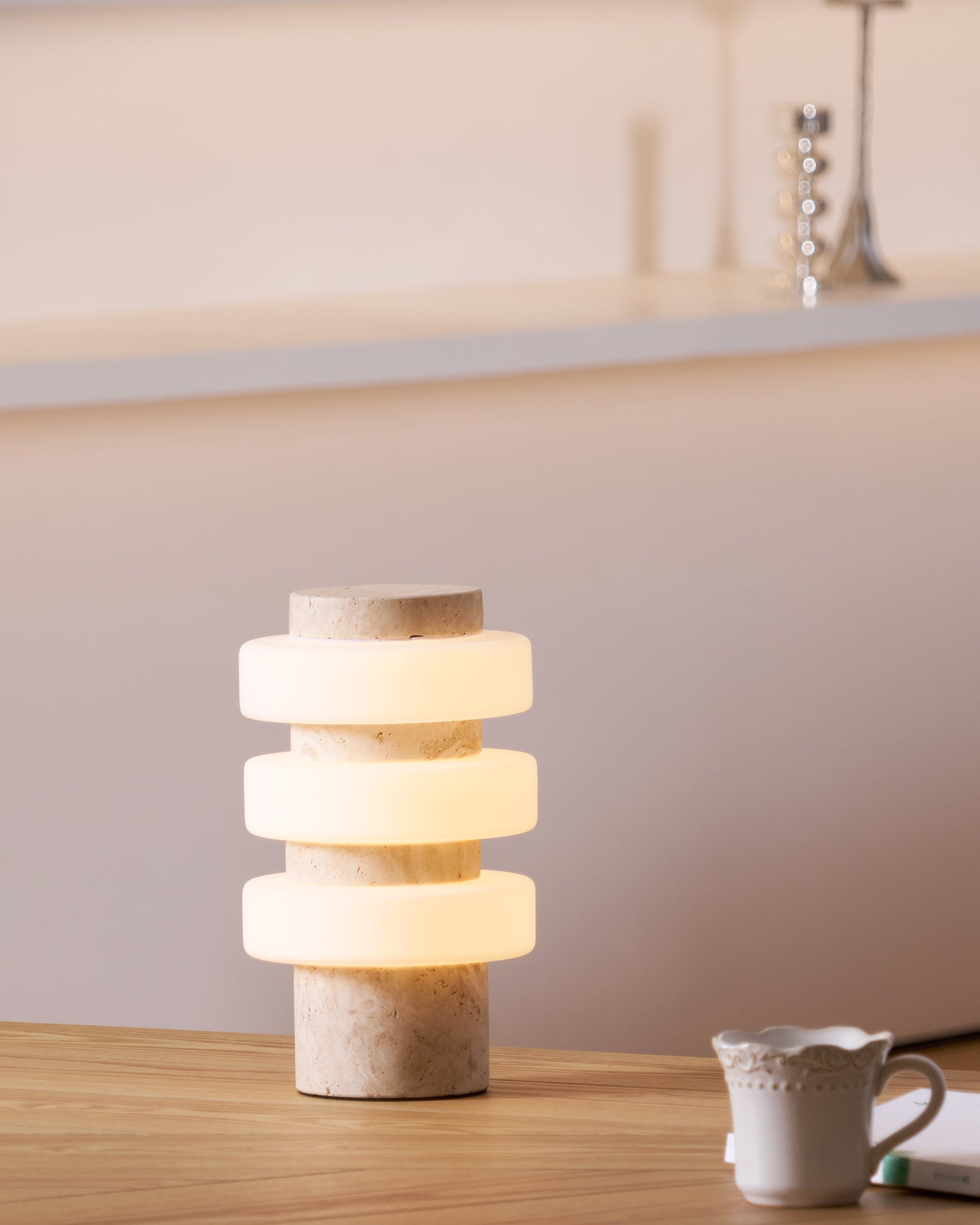 The Corba Table Lamp shown with its push-button switch.