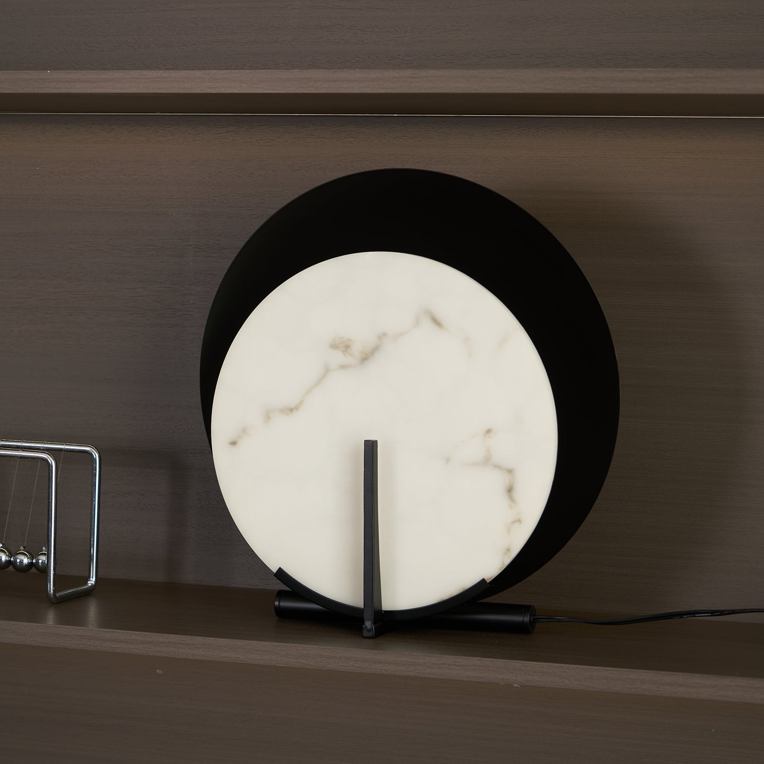 Astix Half Moon Alabaster Table Lamp-Neutral Decor