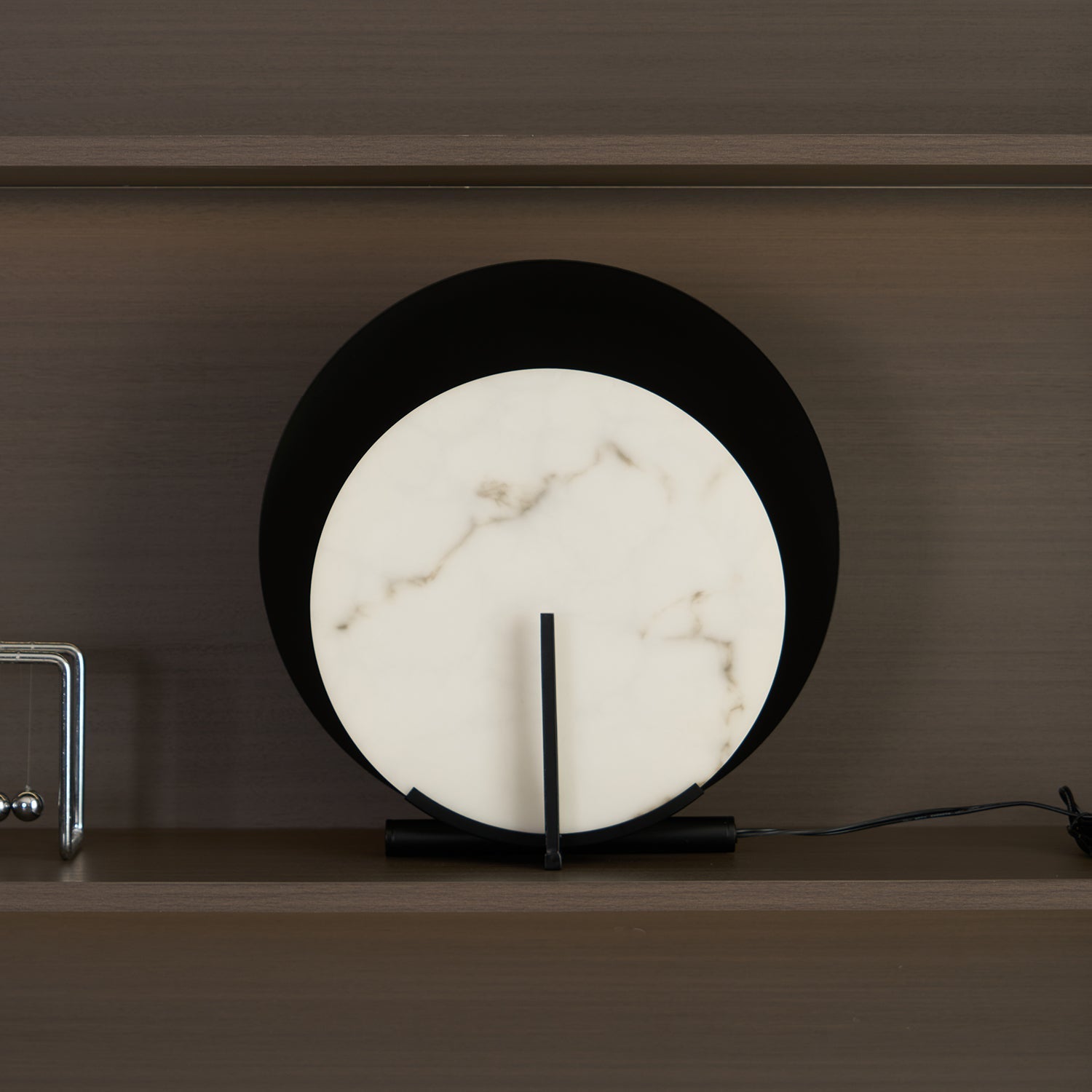 Astix Half Moon Alabaster Table Lamp-Neutral Decor