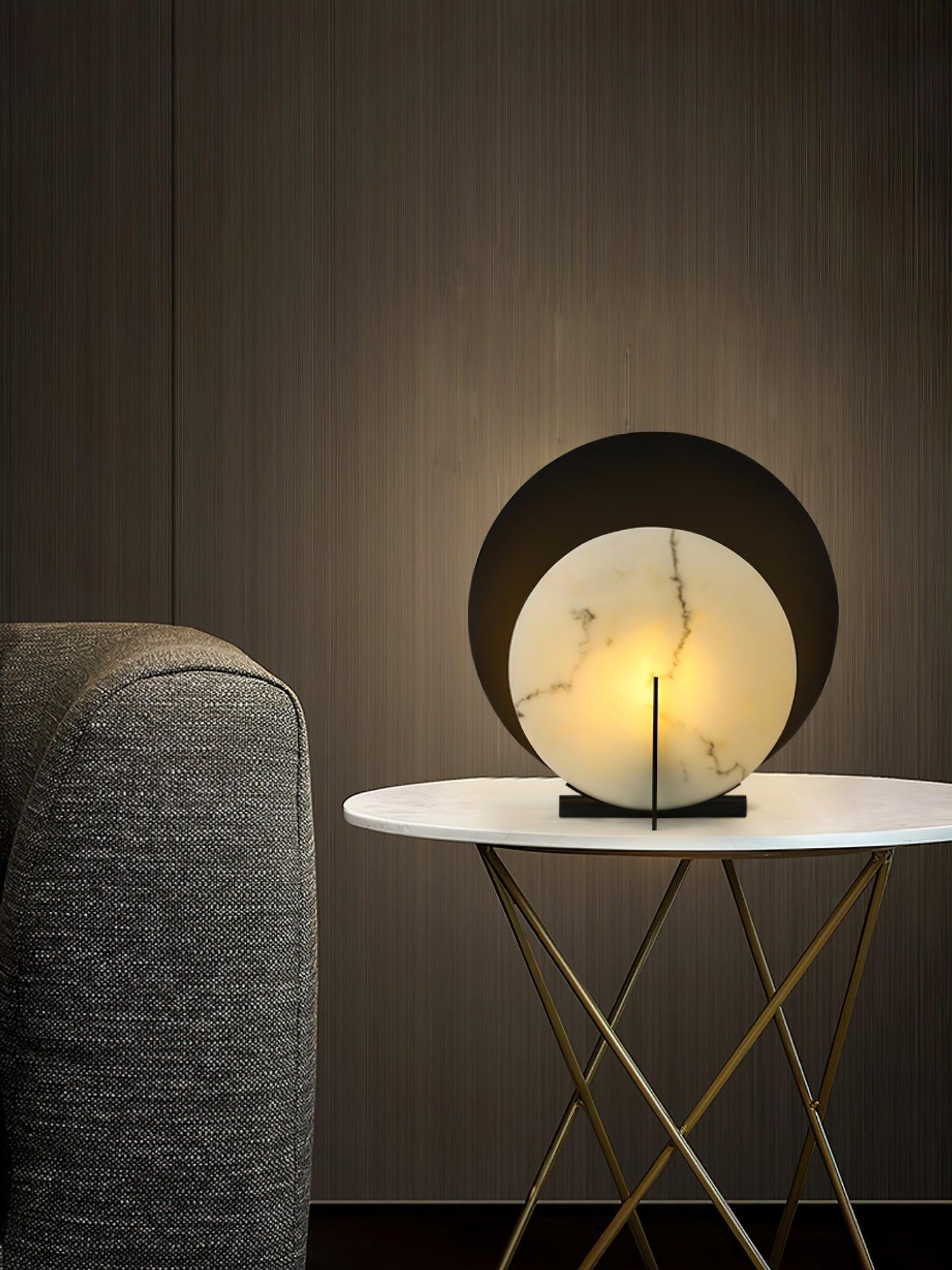 Astix Half Moon Alabaster Table Lamp-Neutral Decor