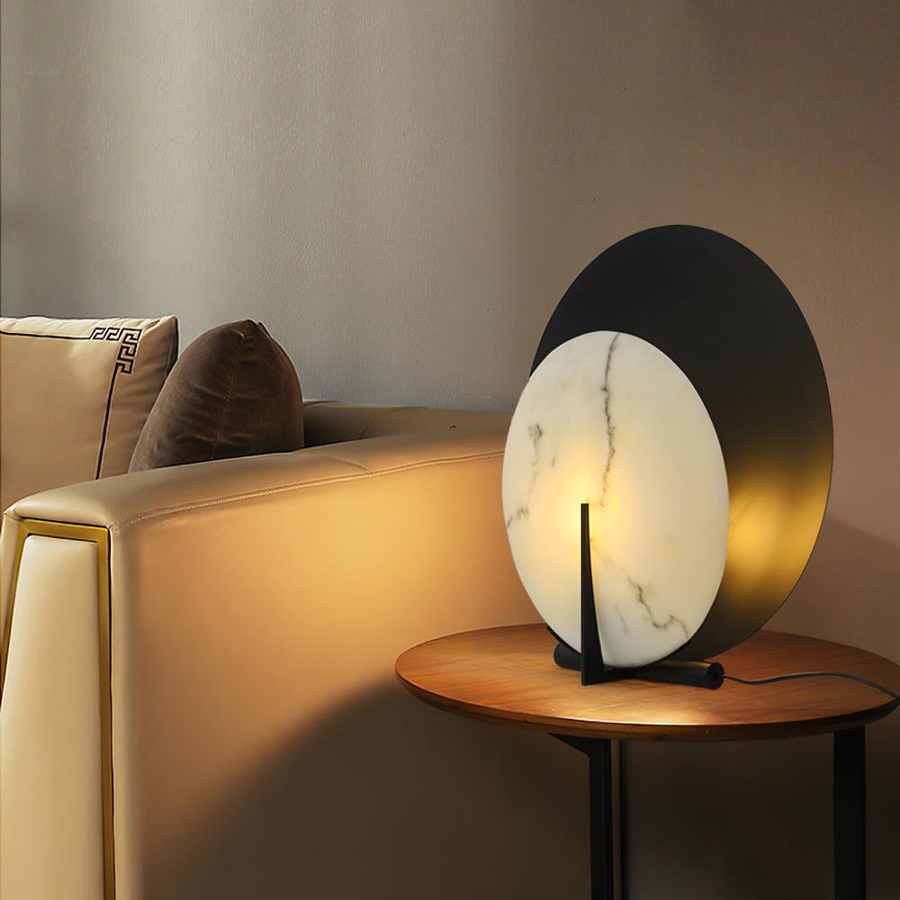 Astix Half Moon Alabaster Table Lamp-Neutral Decor