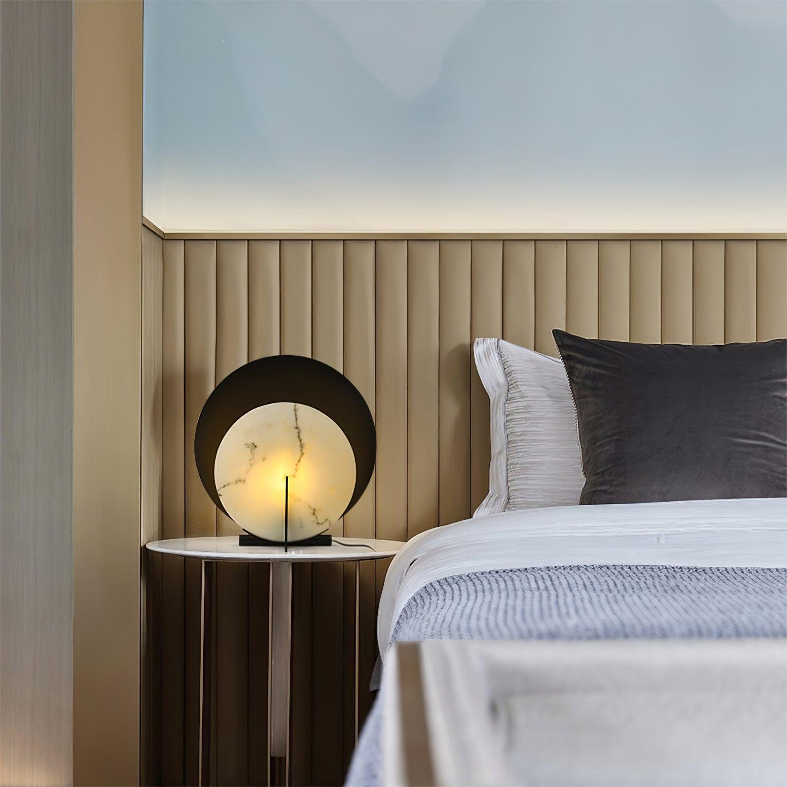 Astix Half Moon Alabaster Table Lamp-Neutral Decor