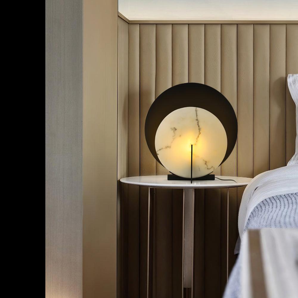 Astix Half Moon Alabaster Table Lamp-Neutral Decor