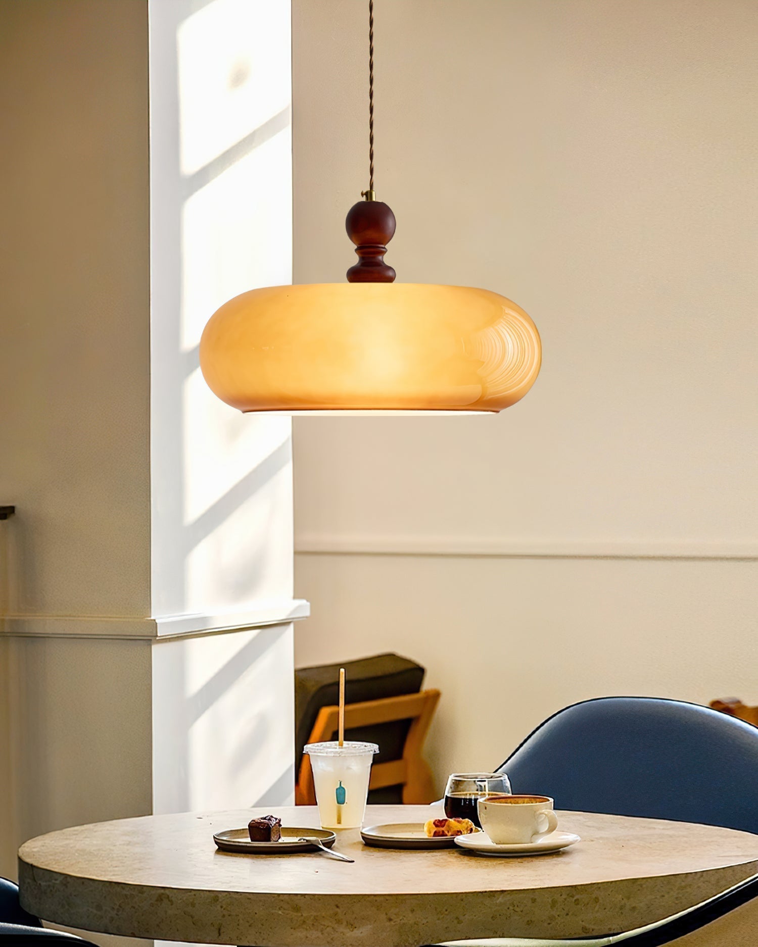 Arthur Amber Glass Shade Pendant Light-Neutral Decor