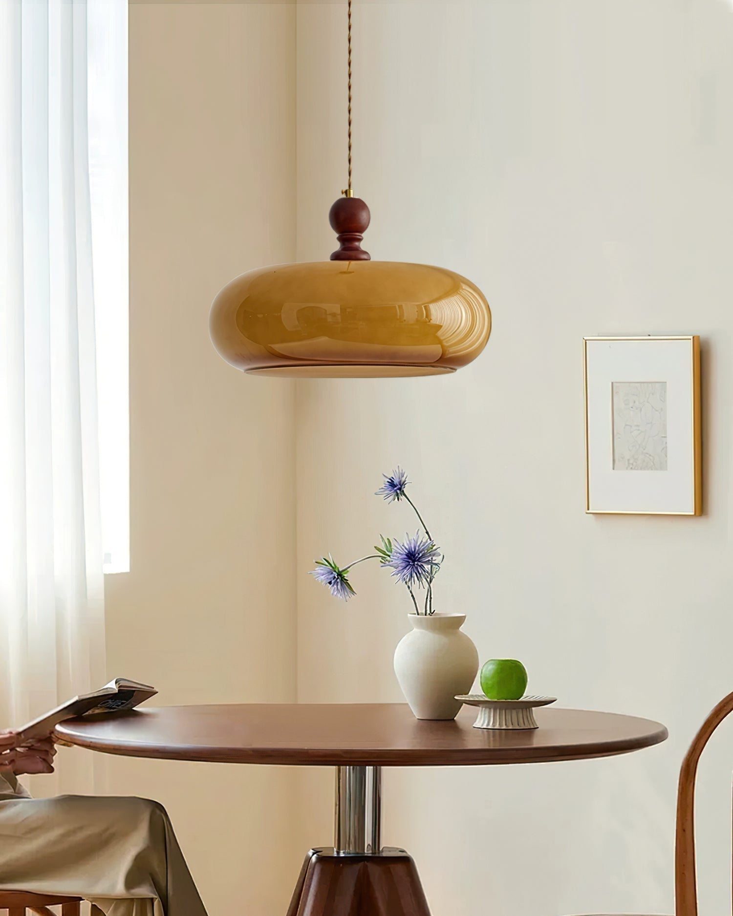 Arthur Amber Glass Shade Pendant Light-Neutral Decor