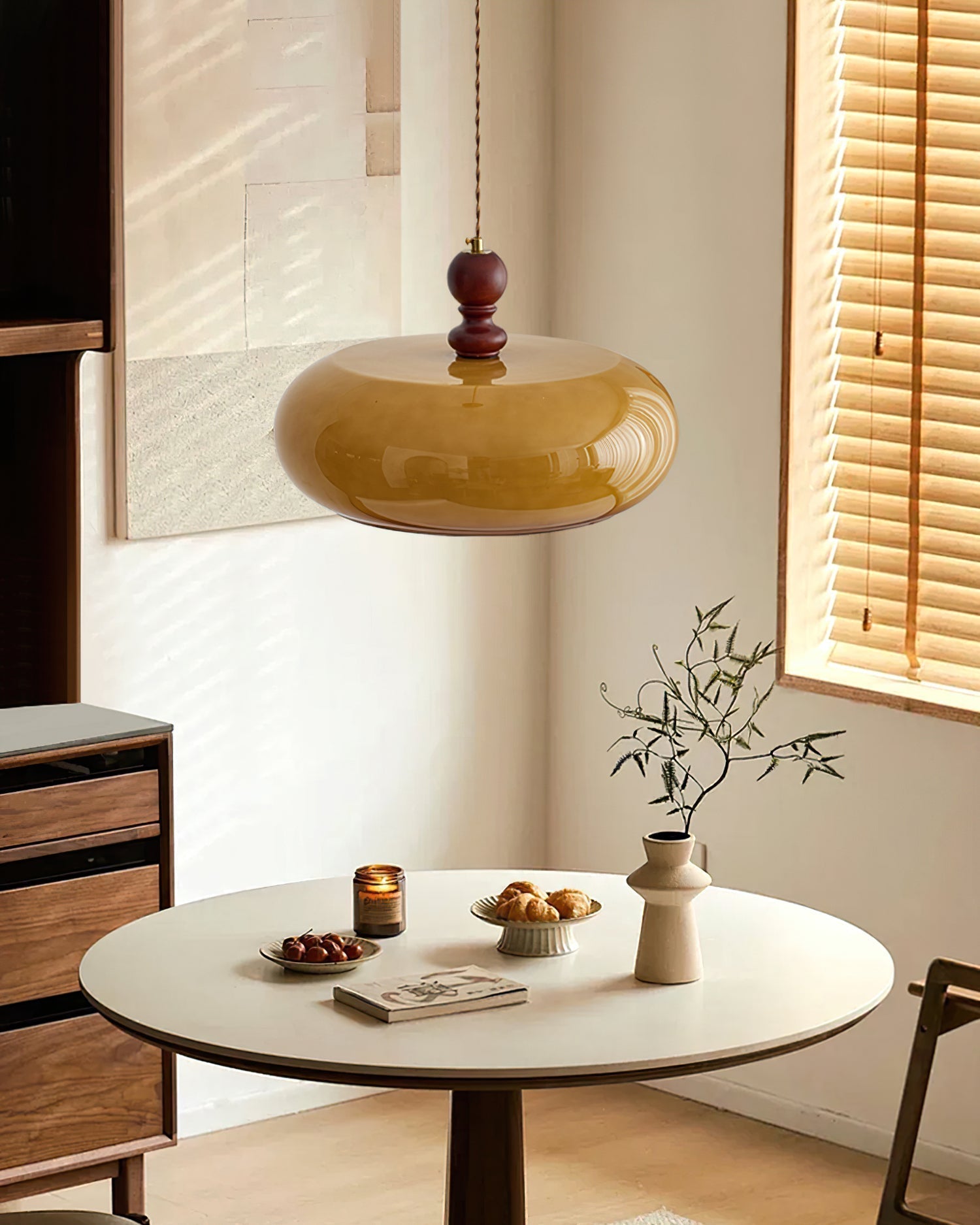Arthur Amber Glass Shade Pendant Light-Neutral Decor