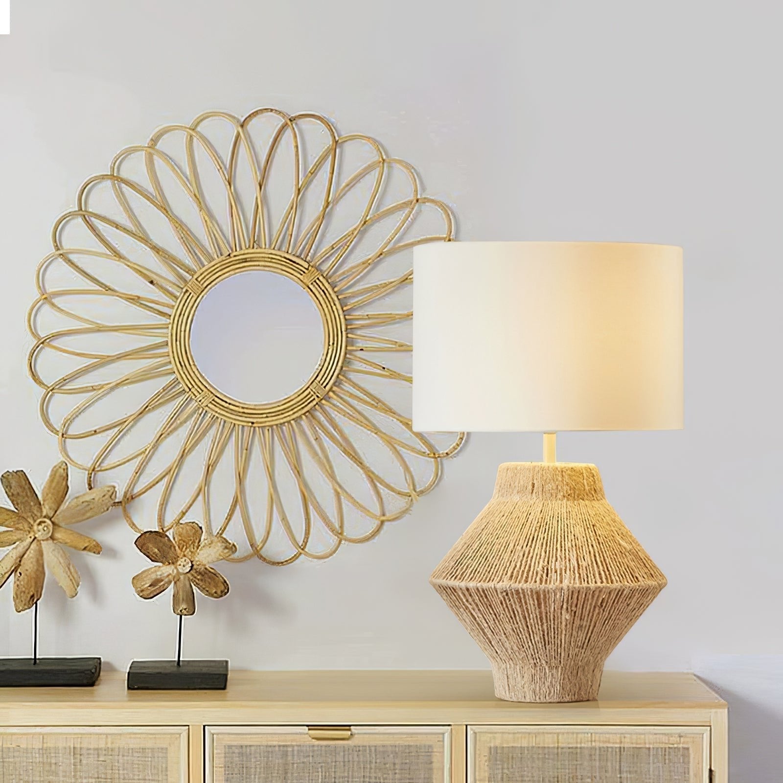 Obsidian Fabric Rustic Table Lamp-Neutral Decor
