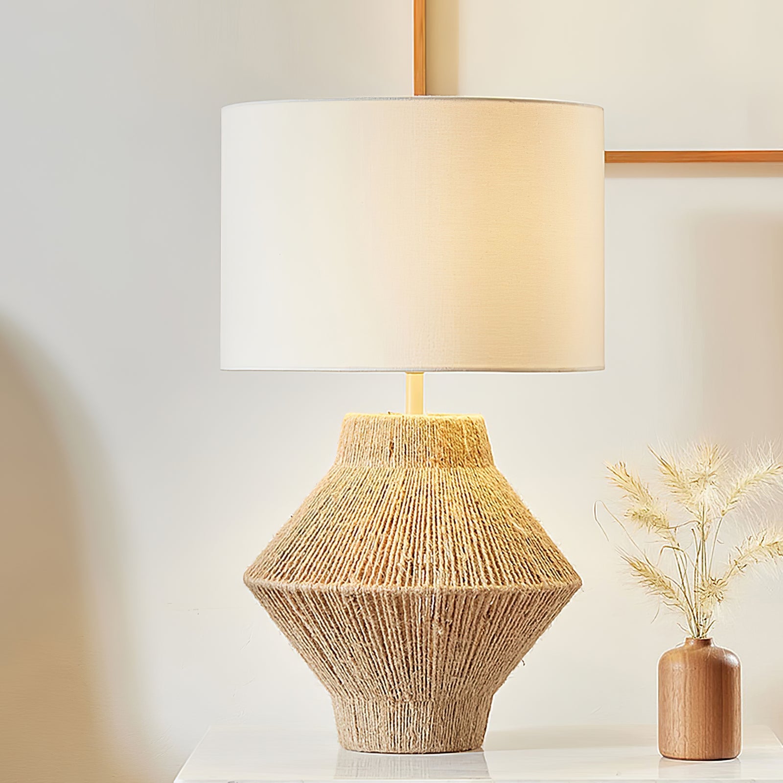 Obsidian Fabric Rustic Table Lamp-Neutral Decor