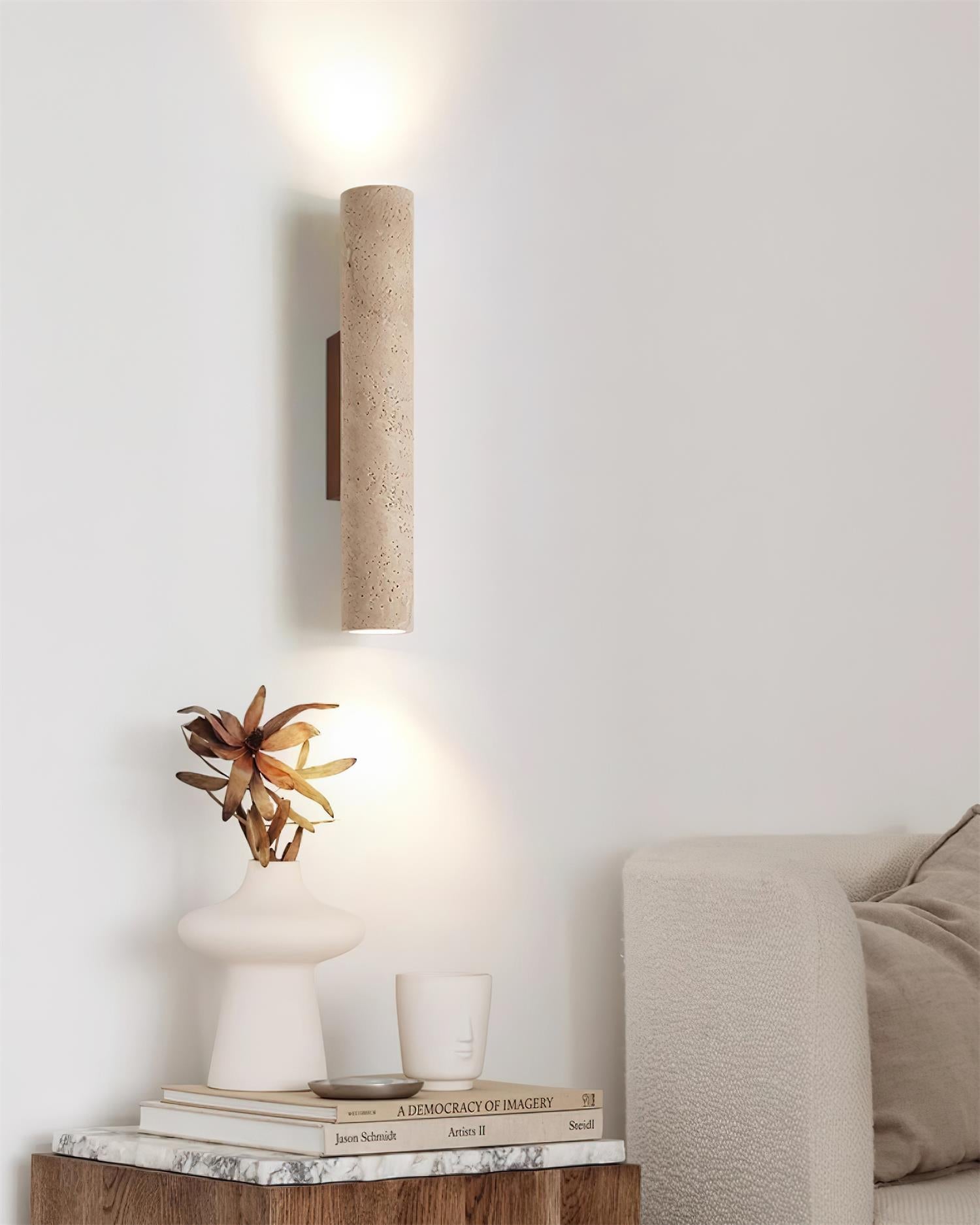Lunaro Tall Travertine Wall Sconce