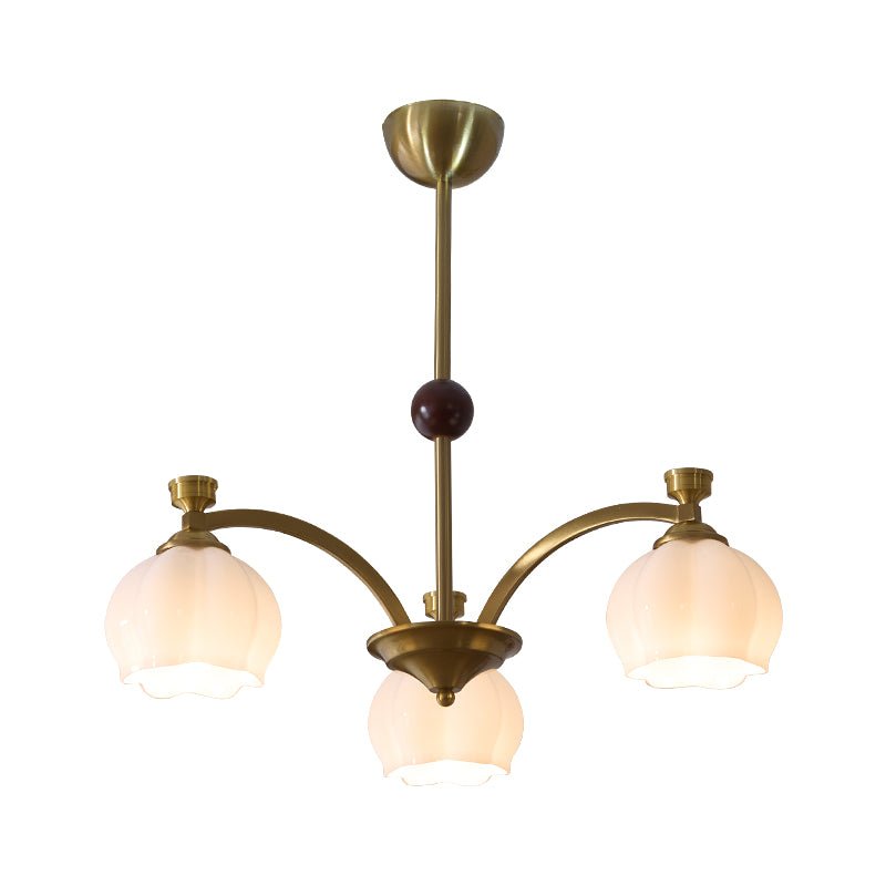 Alshaarae Traditional Premium Arc Wood Glass Chandelier-Neutral Decor