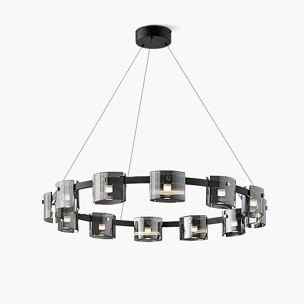 Tarlan Chandelier Circular Glass Iron Arms-Neutral Decor