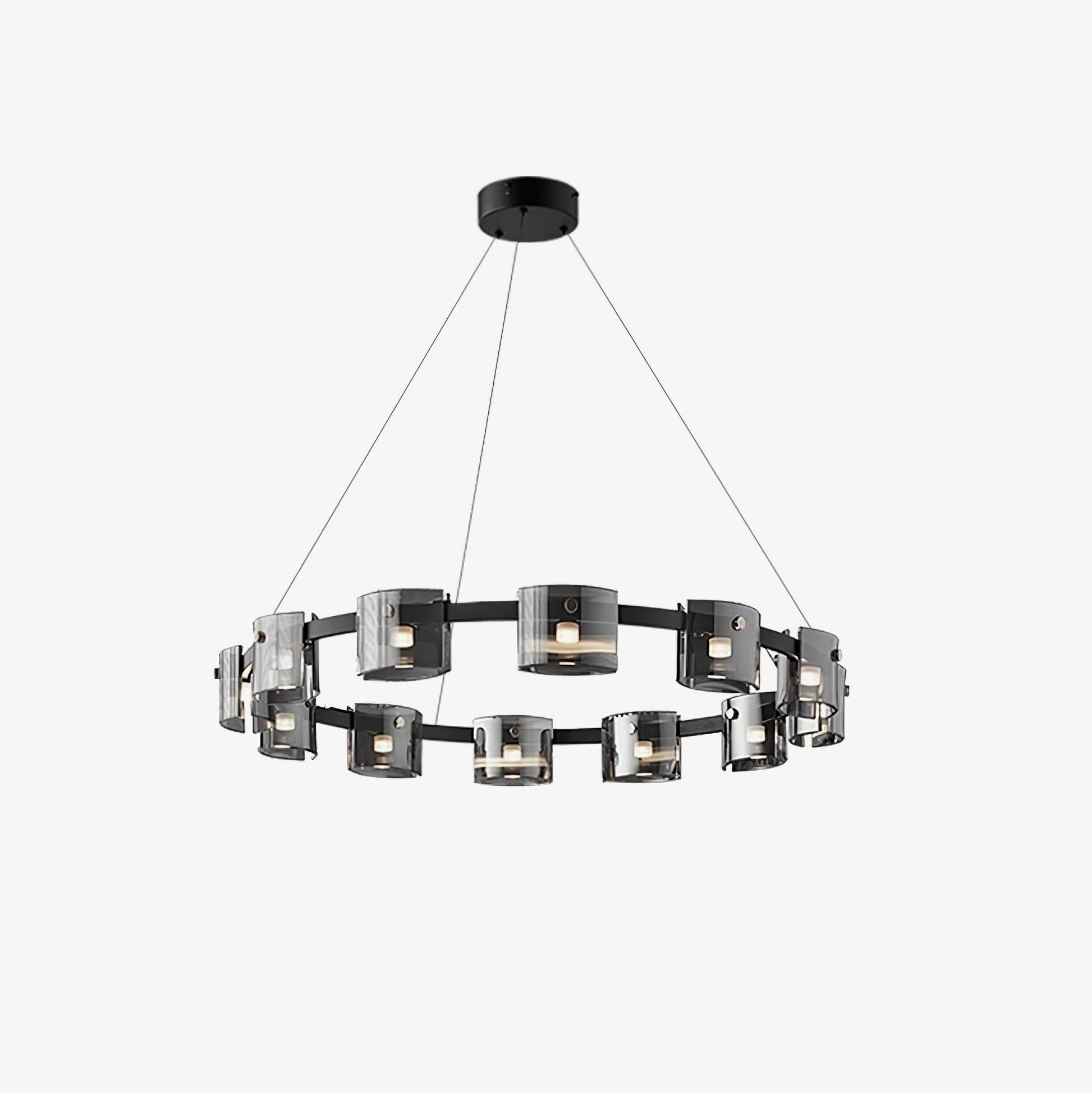 Tarlan Chandelier Circular Glass Iron Arms-Neutral Decor