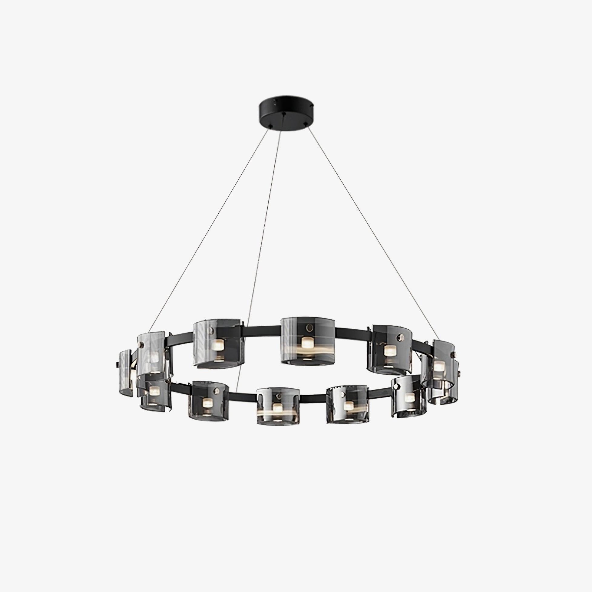 Tarlan Chandelier Circular Glass Iron Arms-Neutral Decor