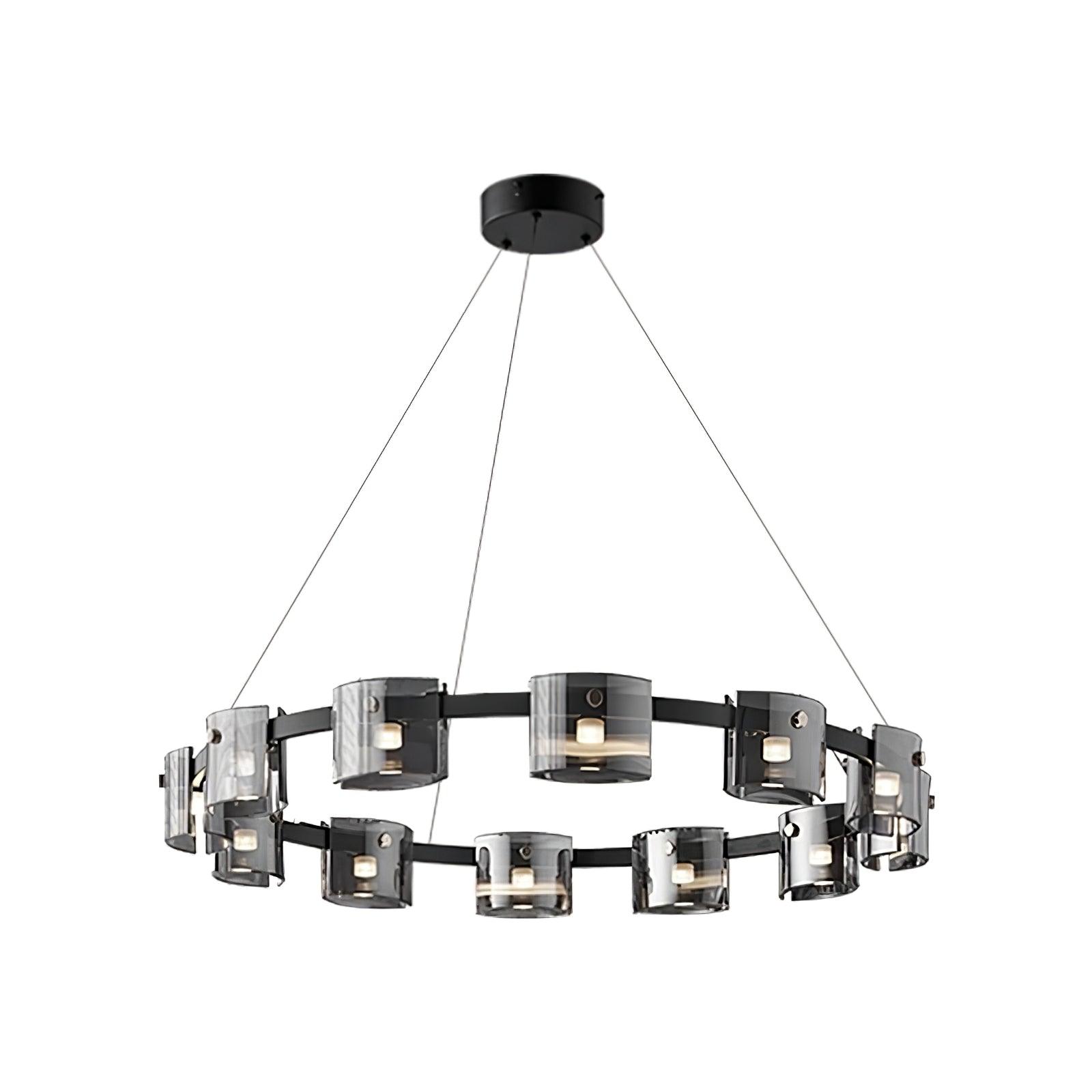 Tarlan Chandelier Circular Glass Iron Arms-Neutral Decor