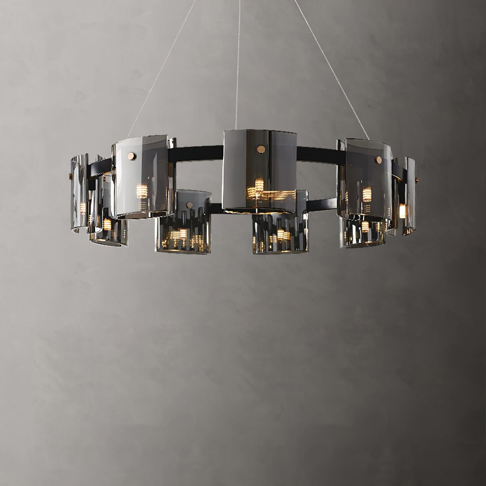Tarlan Chandelier Circular Glass Iron Arms-Neutral Decor