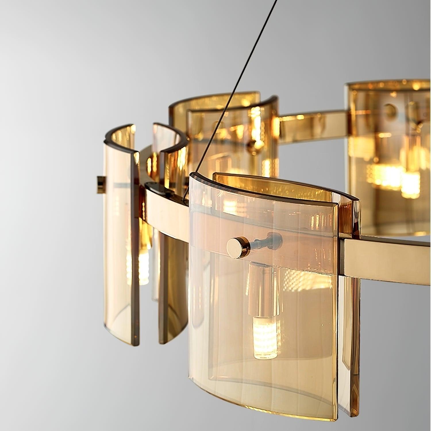 Tarlan Chandelier Circular Glass Iron Arms-Neutral Decor