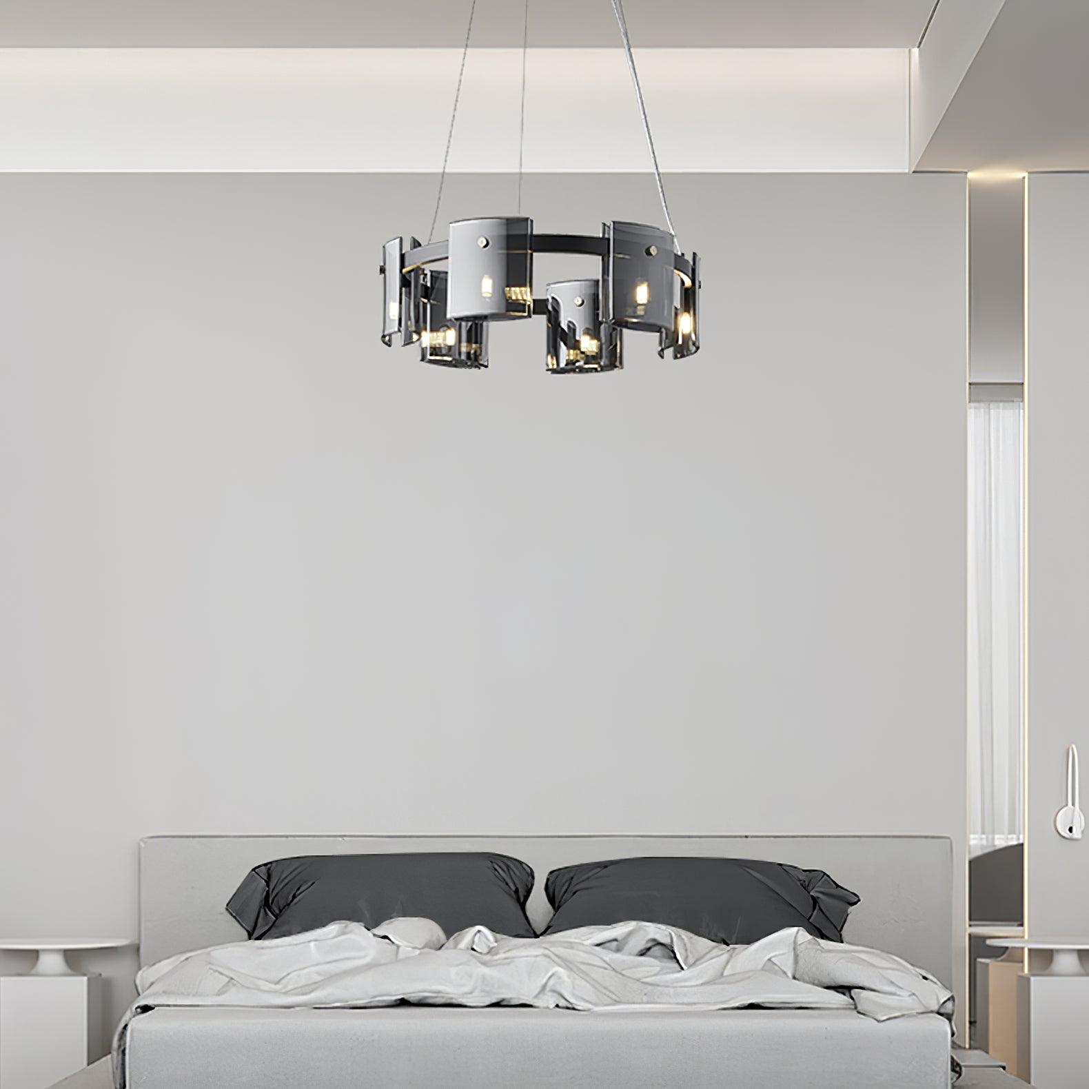 Tarlan Chandelier Circular Glass Iron Arms-Neutral Decor