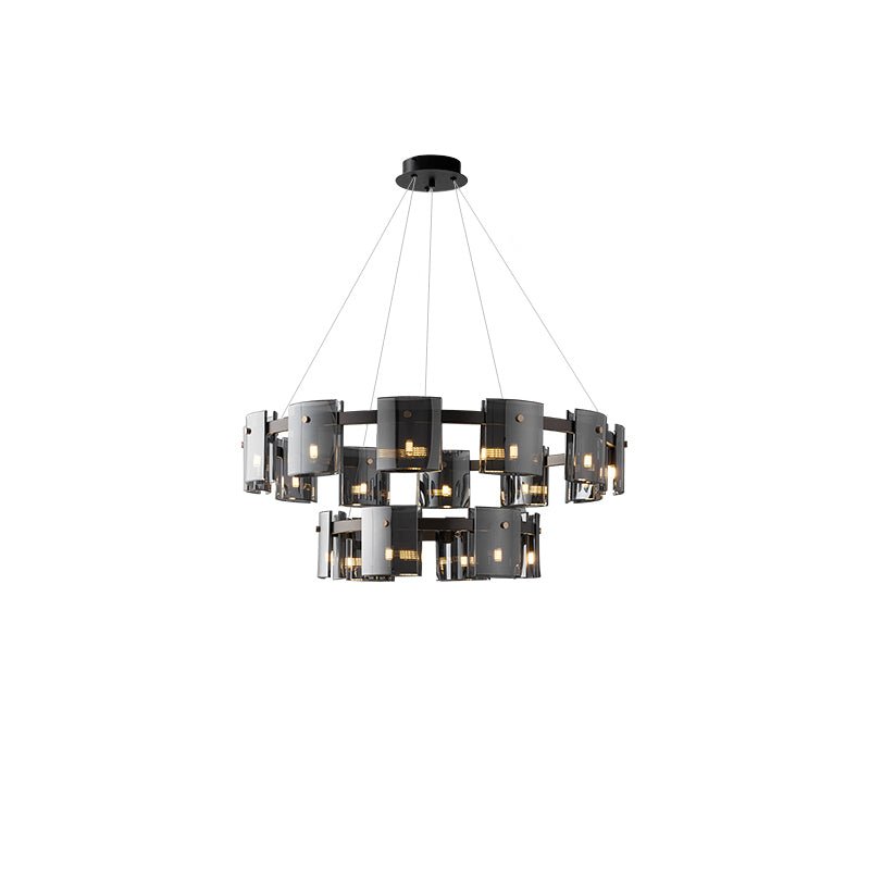Tarlan Chandelier Circular Glass Iron Arms-Neutral Decor