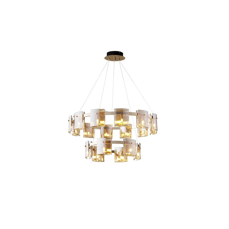 Tarlan Chandelier Circular Glass Iron Arms-Neutral Decor