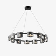 Tarlan Chandelier Circular Glass Iron Arms-Neutral Decor