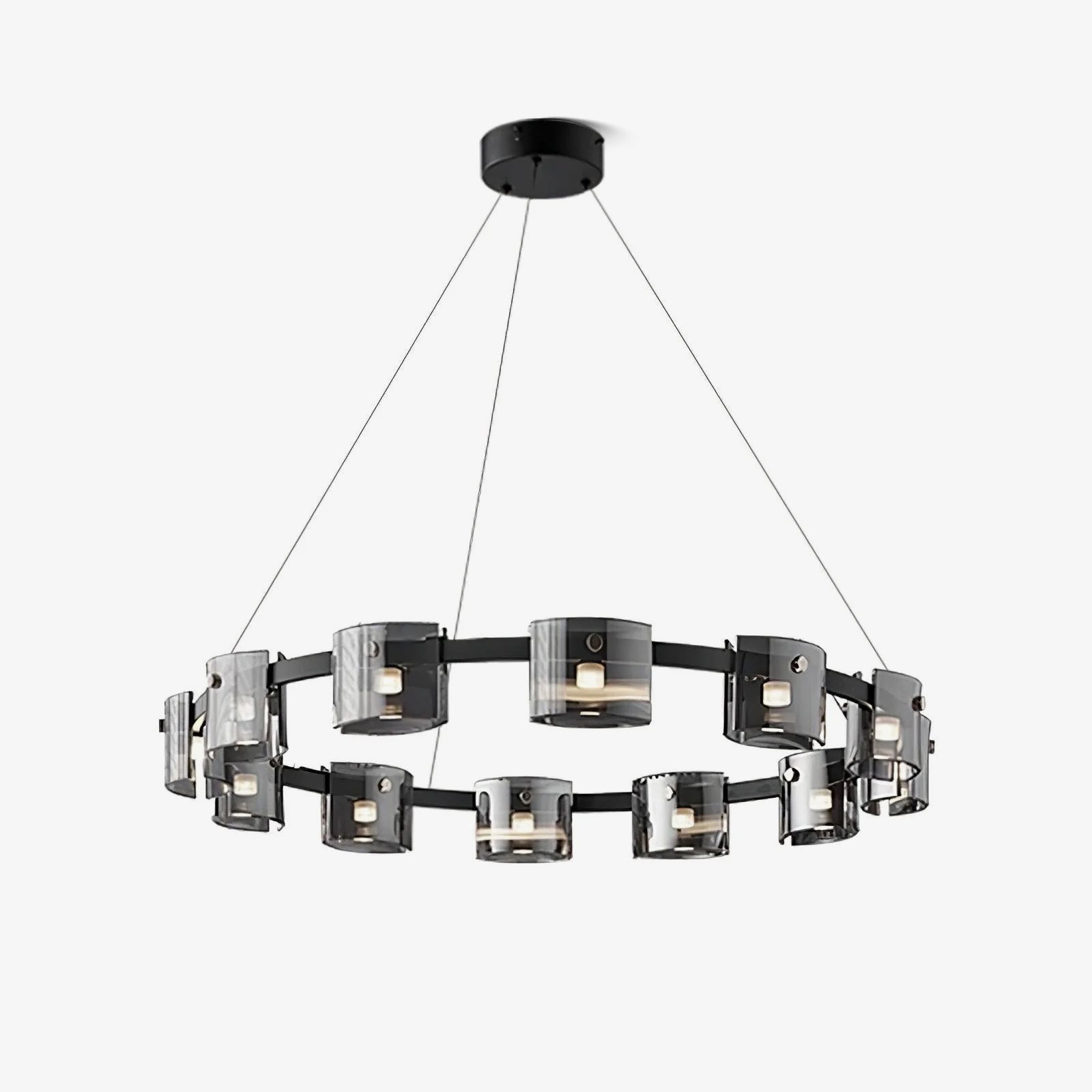 Tarlan Chandelier Circular Glass Iron Arms-Neutral Decor
