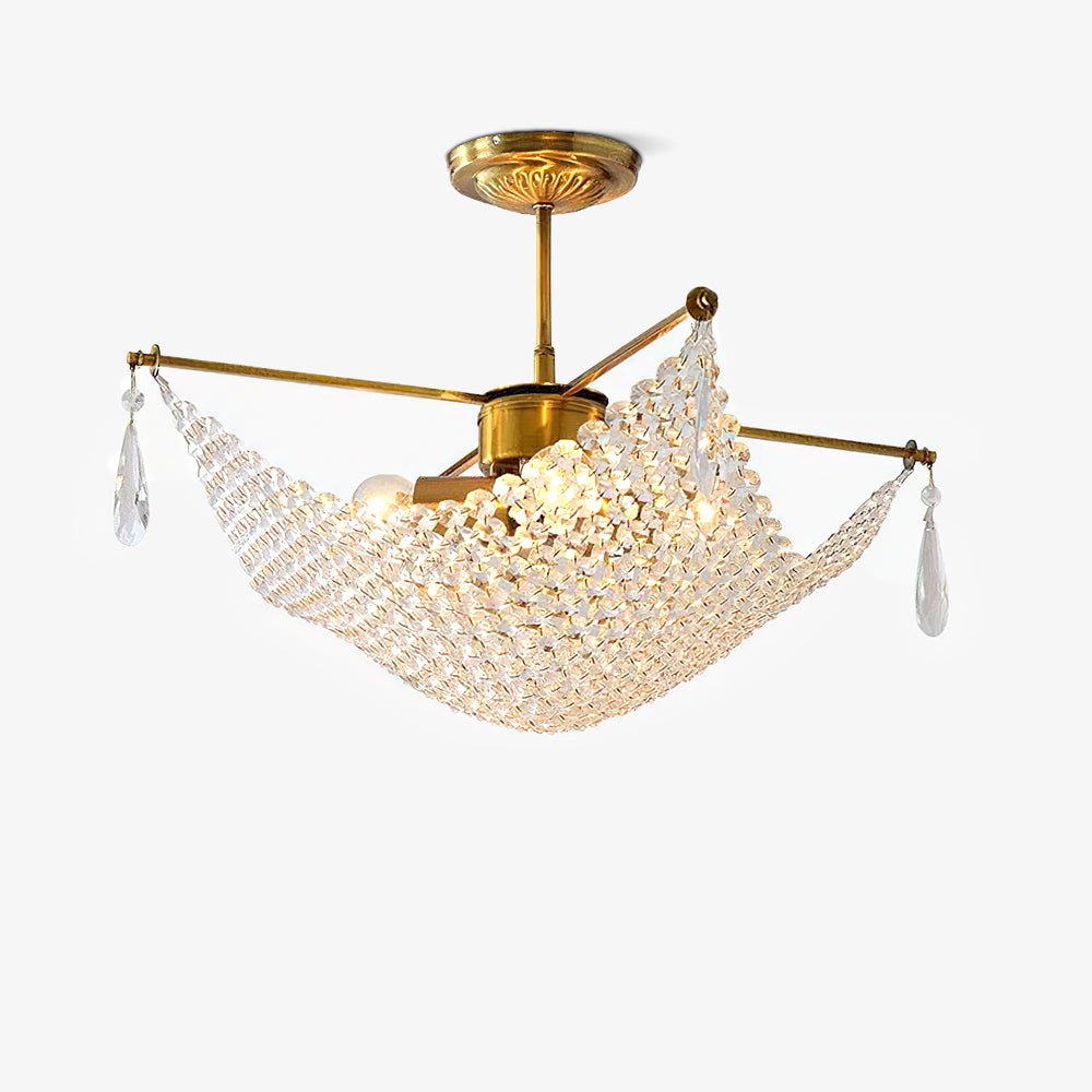 Cilune Chandelier with Crystal Strands and Crystal-Neutral Decor