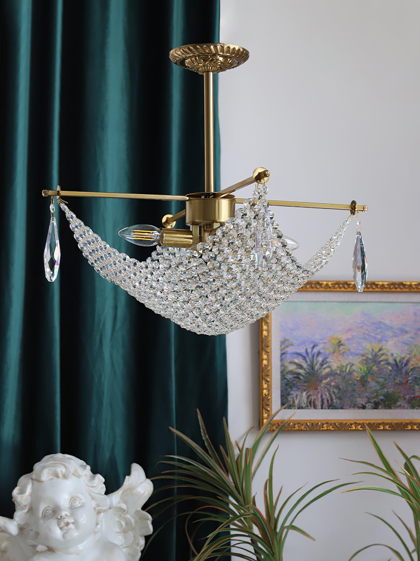 Cilune Chandelier with Crystal Strands and Crystal-Neutral Decor