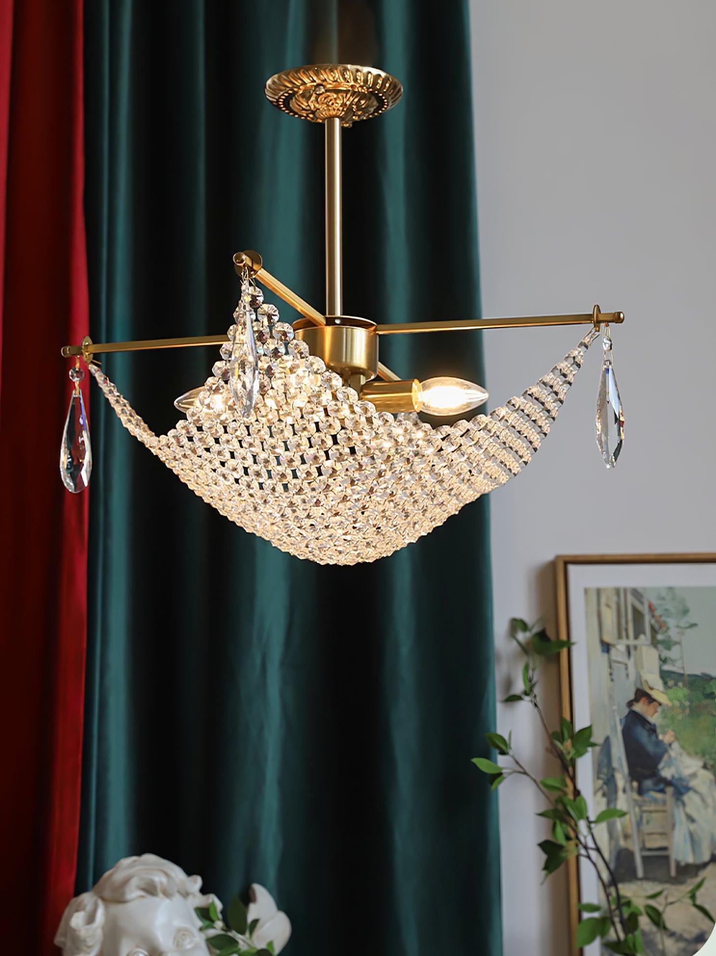 Cilune Chandelier with Crystal Strands and Crystal-Neutral Decor
