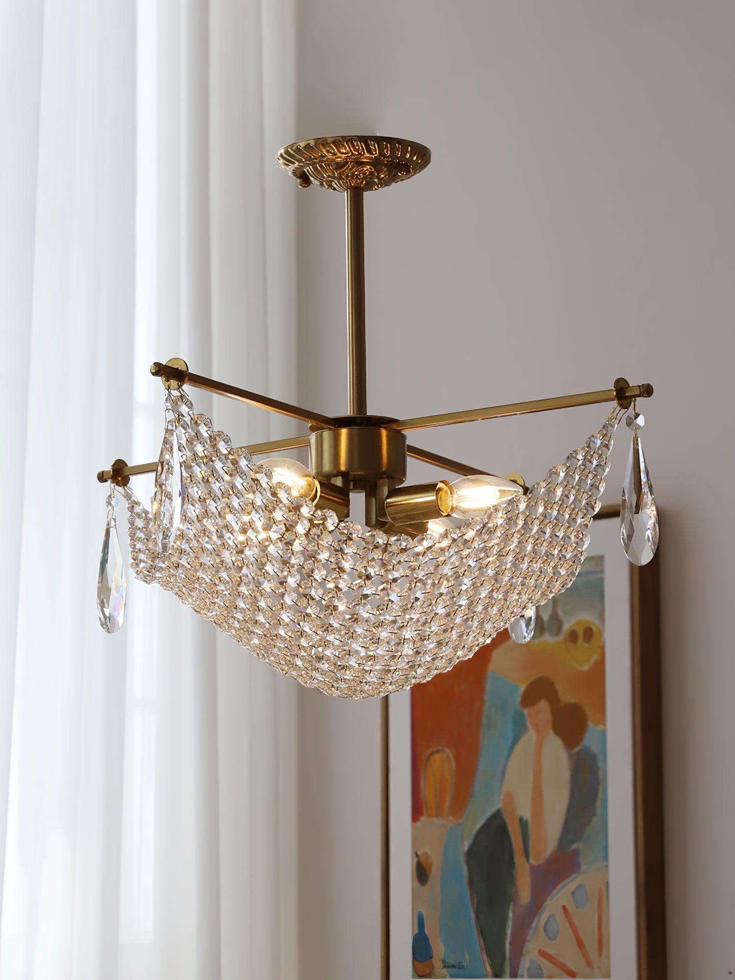 Cilune Chandelier with Crystal Strands and Crystal-Neutral Decor