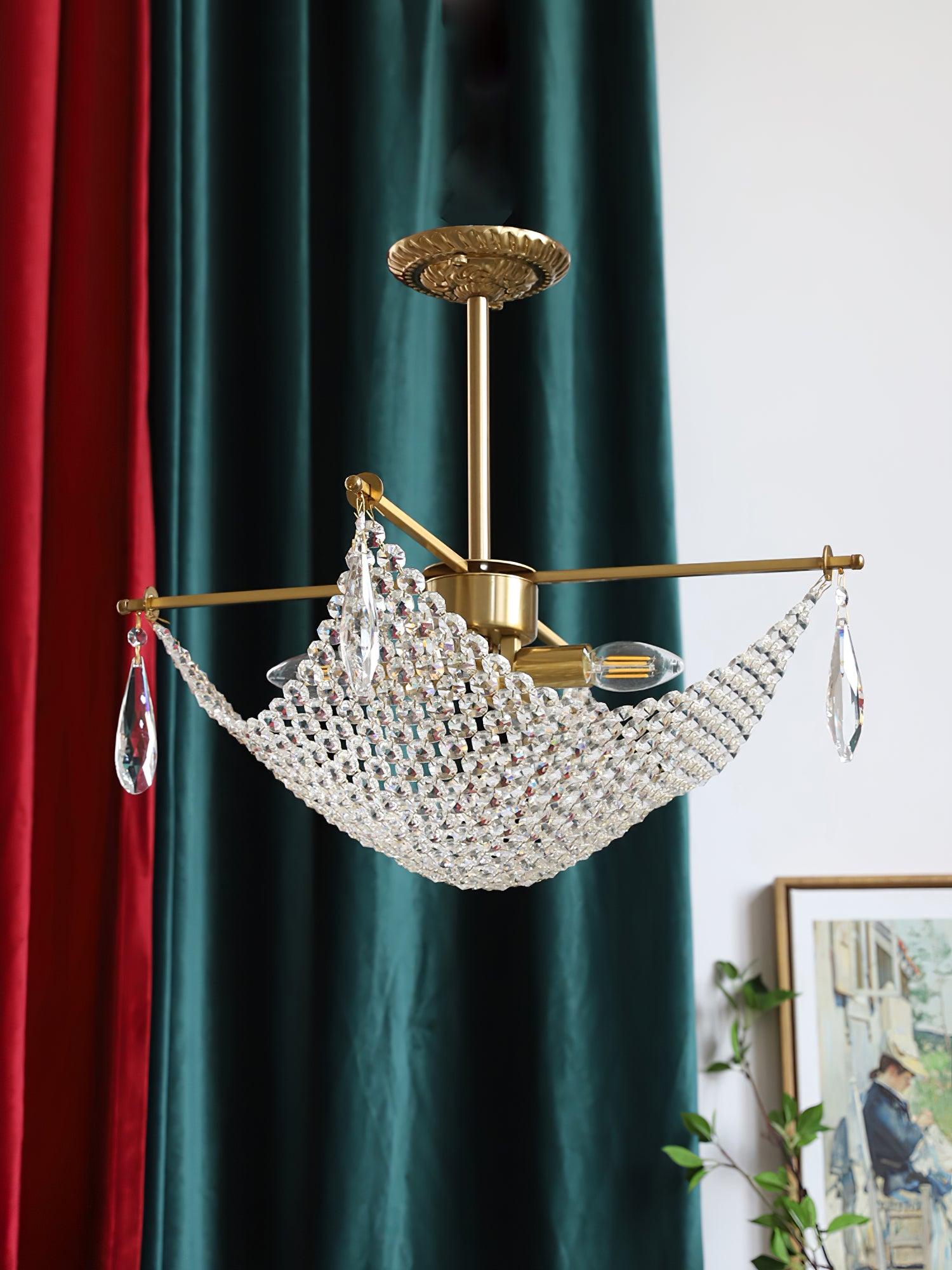 Cilune Chandelier with Crystal Strands and Crystal-Neutral Decor