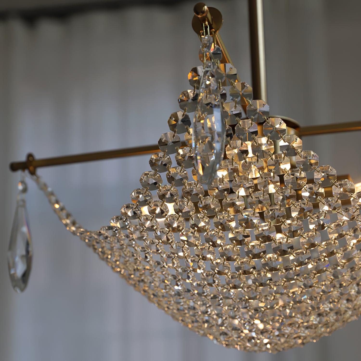 Cilune Chandelier with Crystal Strands and Crystal-Neutral Decor