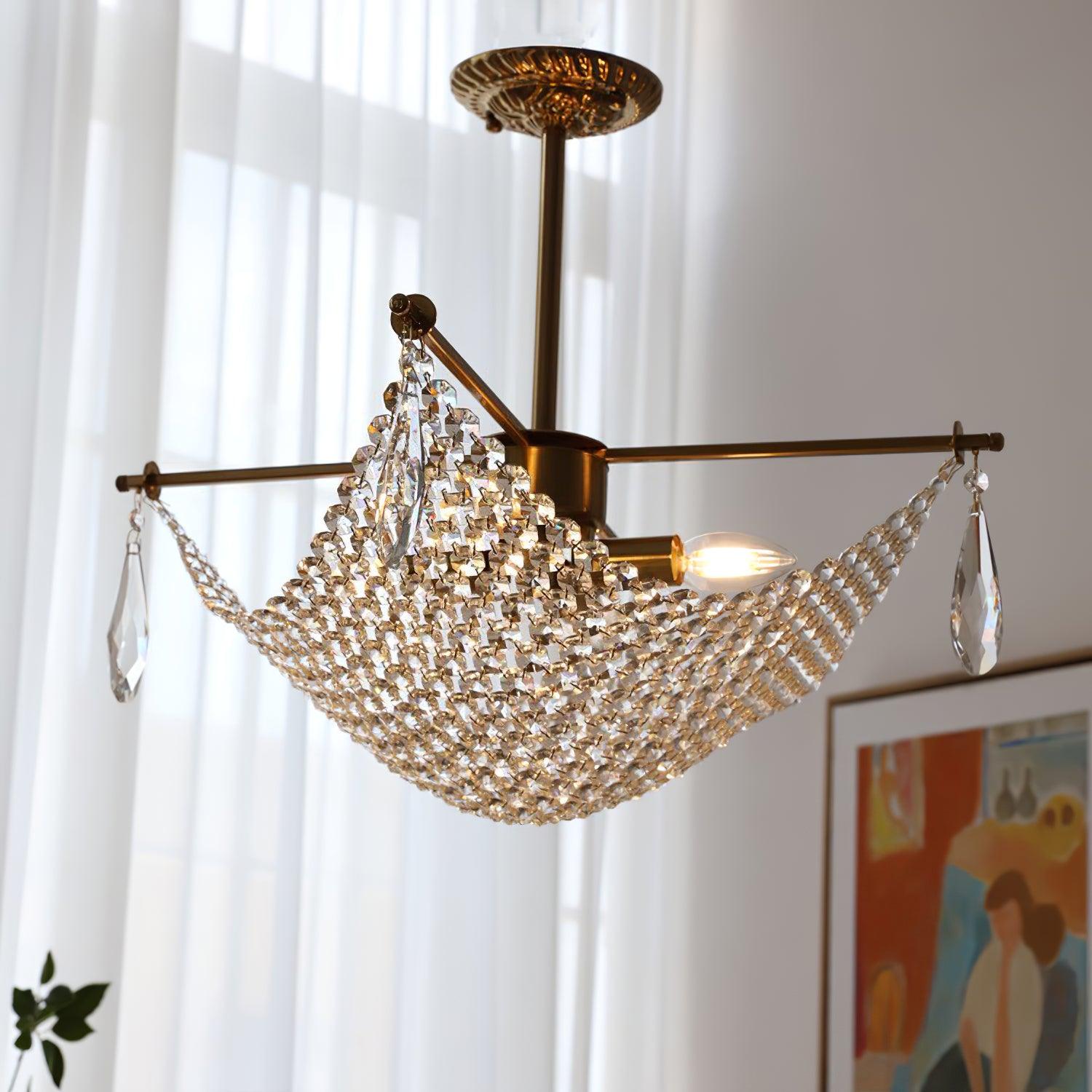 Cilune Chandelier with Crystal Strands and Crystal-Neutral Decor