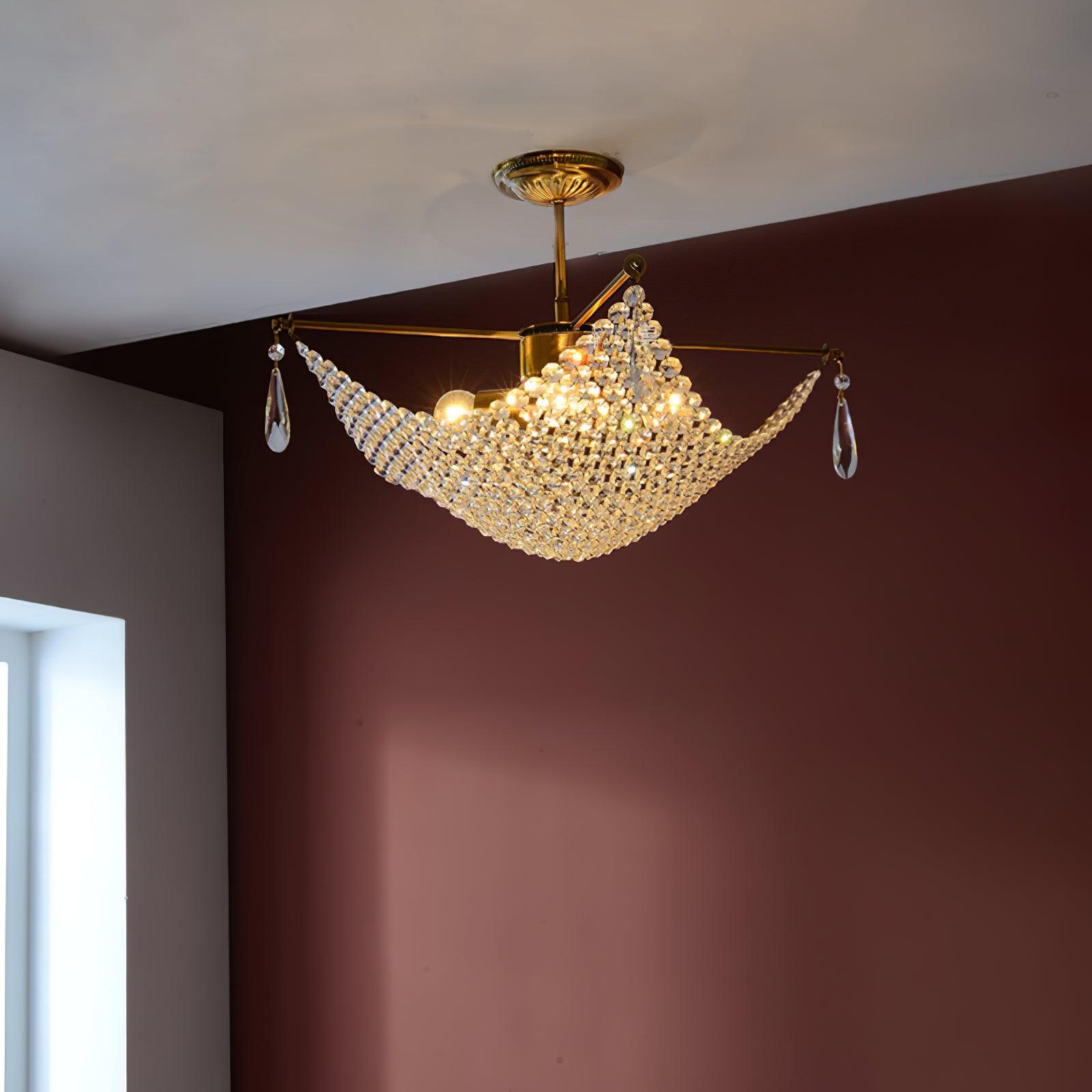 Cilune Chandelier with Crystal Strands and Crystal-Neutral Decor
