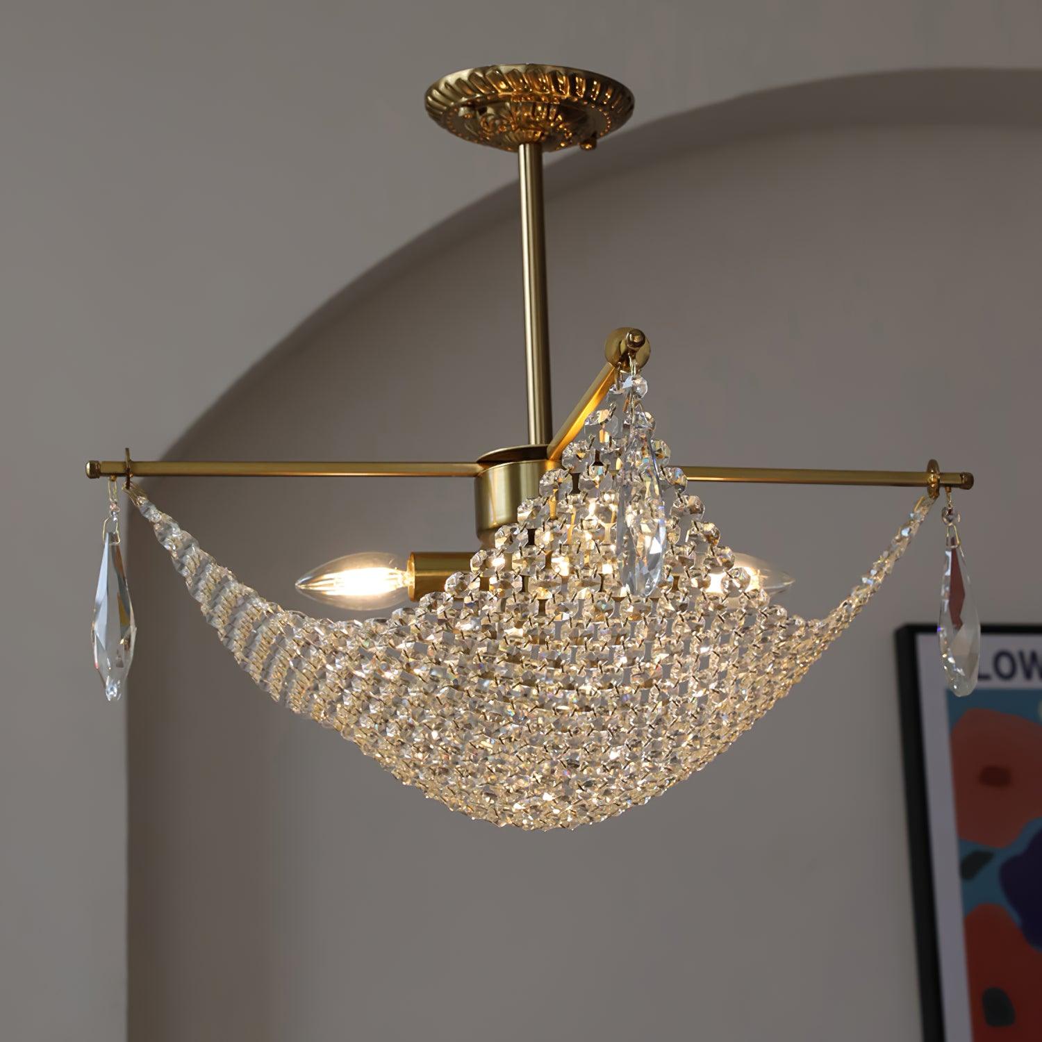 Cilune Chandelier with Crystal Strands and Crystal-Neutral Decor