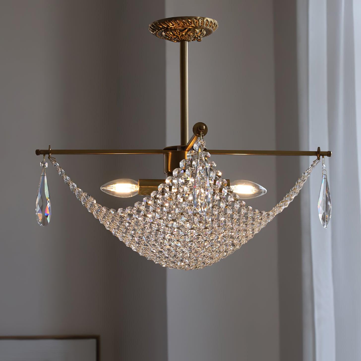Cilune Chandelier with Crystal Strands and Crystal-Neutral Decor