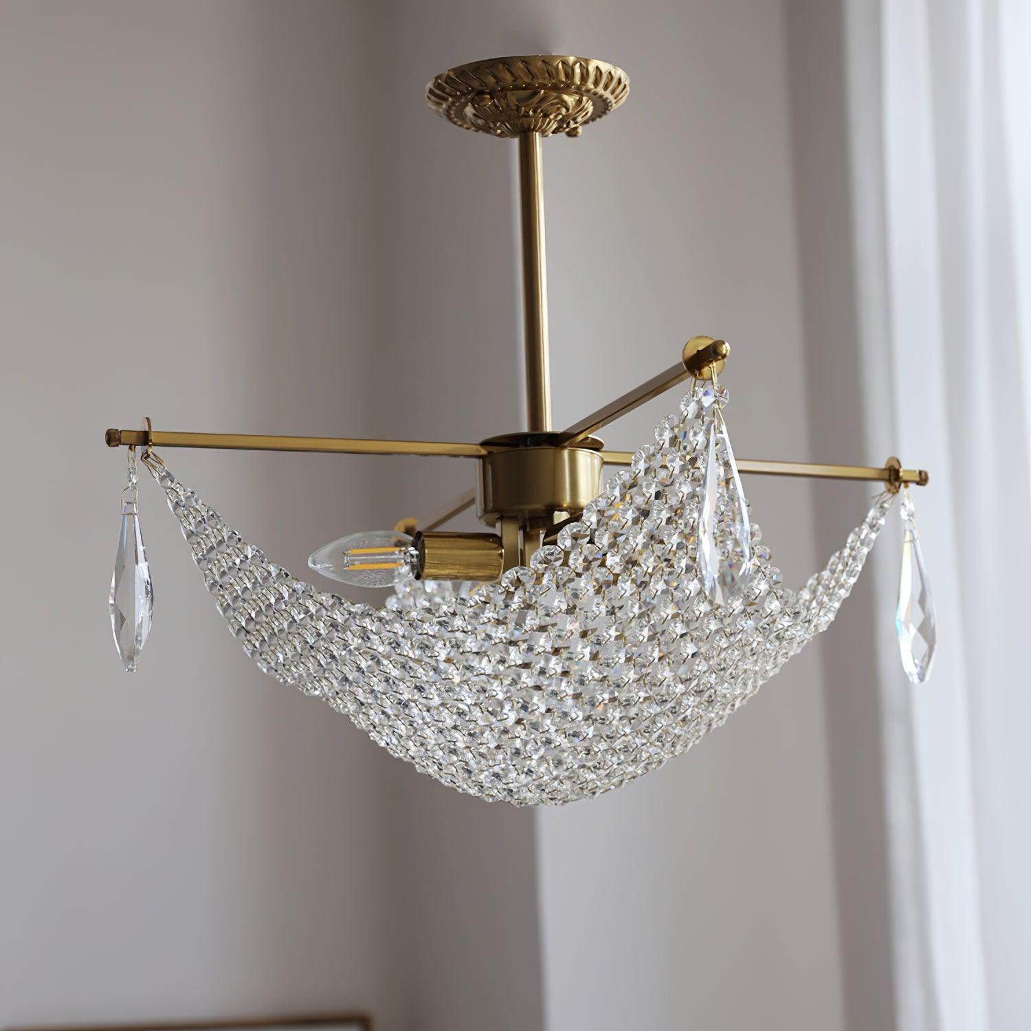 Cilune Chandelier with Crystal Strands and Crystal-Neutral Decor
