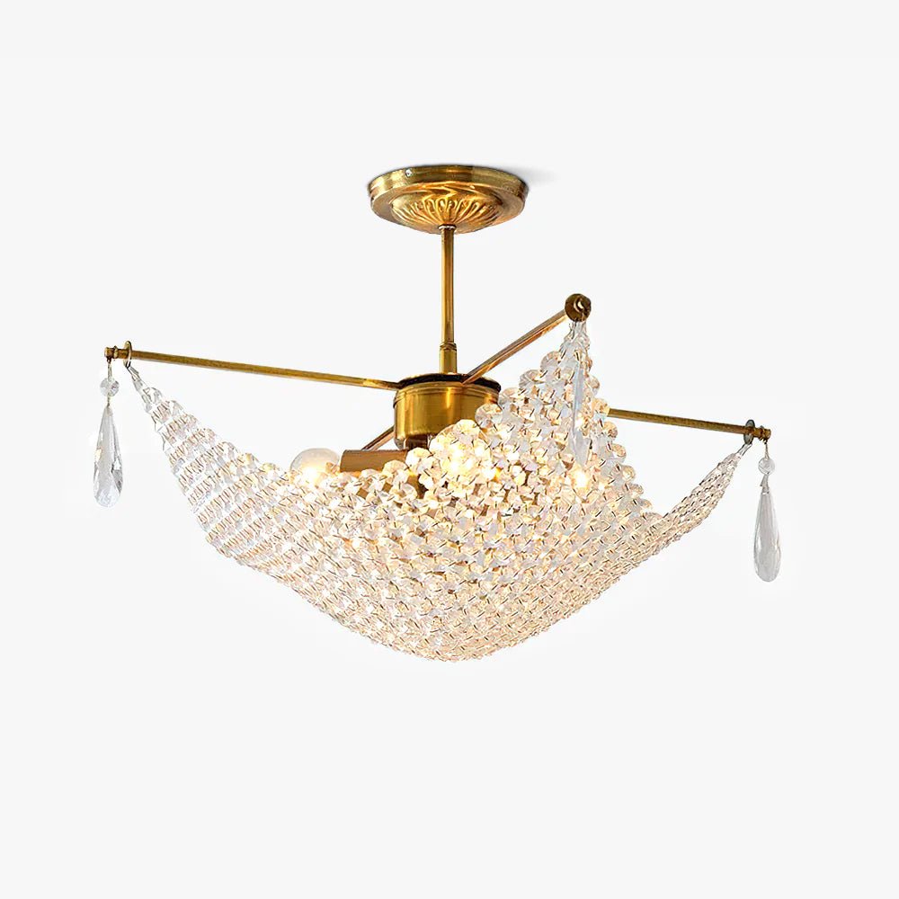 Cilune Chandelier with Crystal Strands and Crystal-Neutral Decor