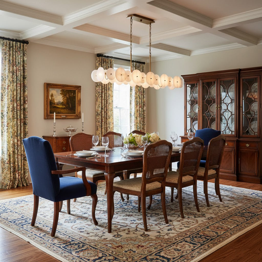 The Selene linear chandelier shown with a matte black finish.