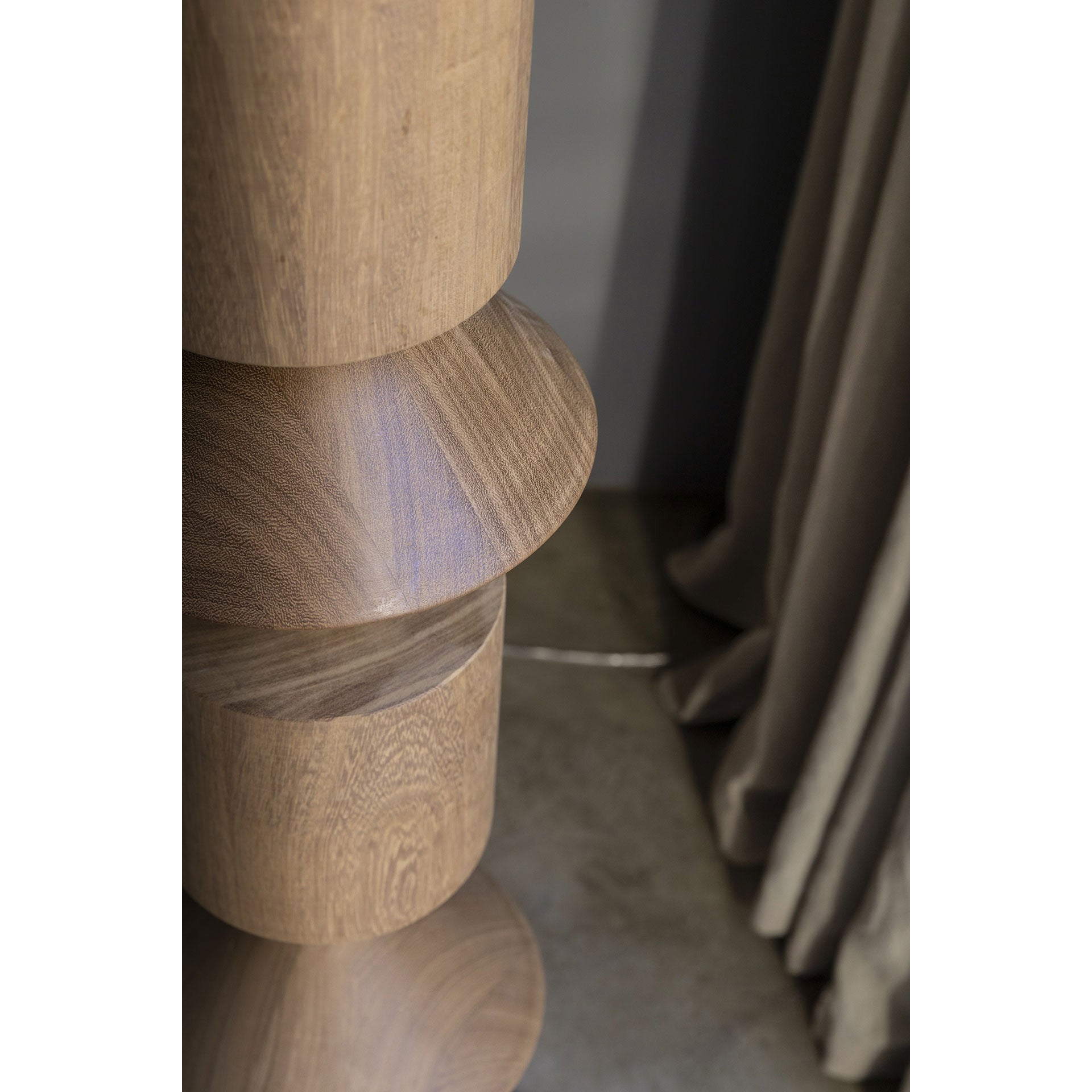 View of the lamp from an angle, highlighting its form.