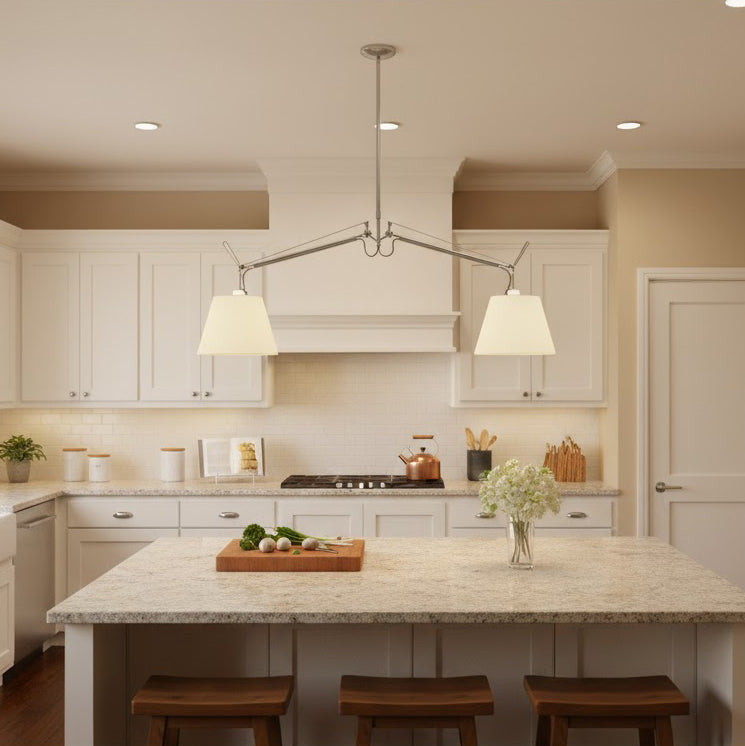 Costanza Pendant Lamp, large 36cm version, in a beige finish.