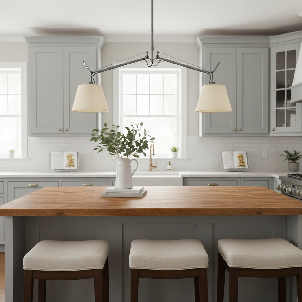 Overhead view of the Costanza Pendant Lamp's white parchment shade.
