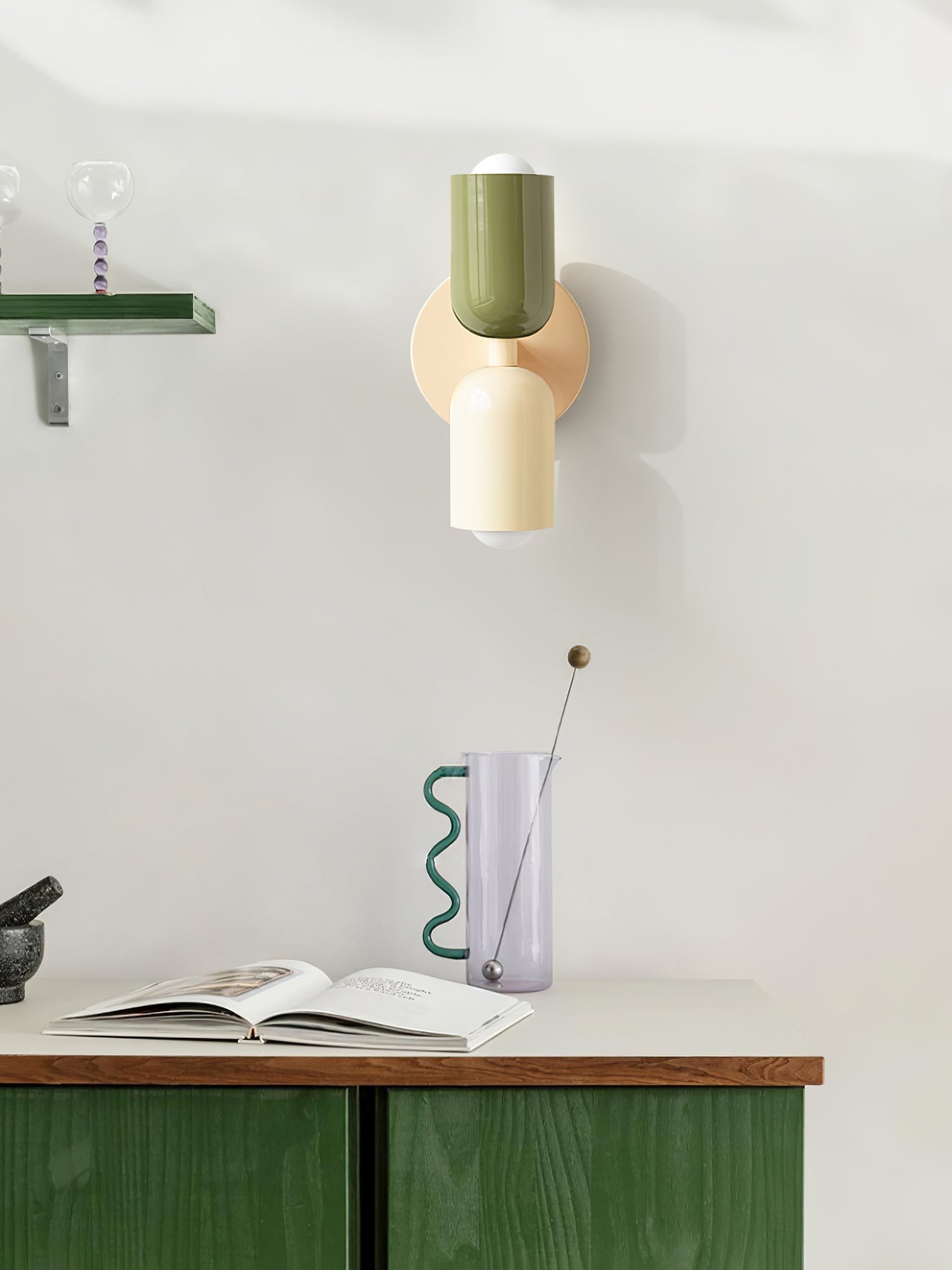 Lustra Wall Lamp Green Black Minimalist Plug-In-Neutral Decor