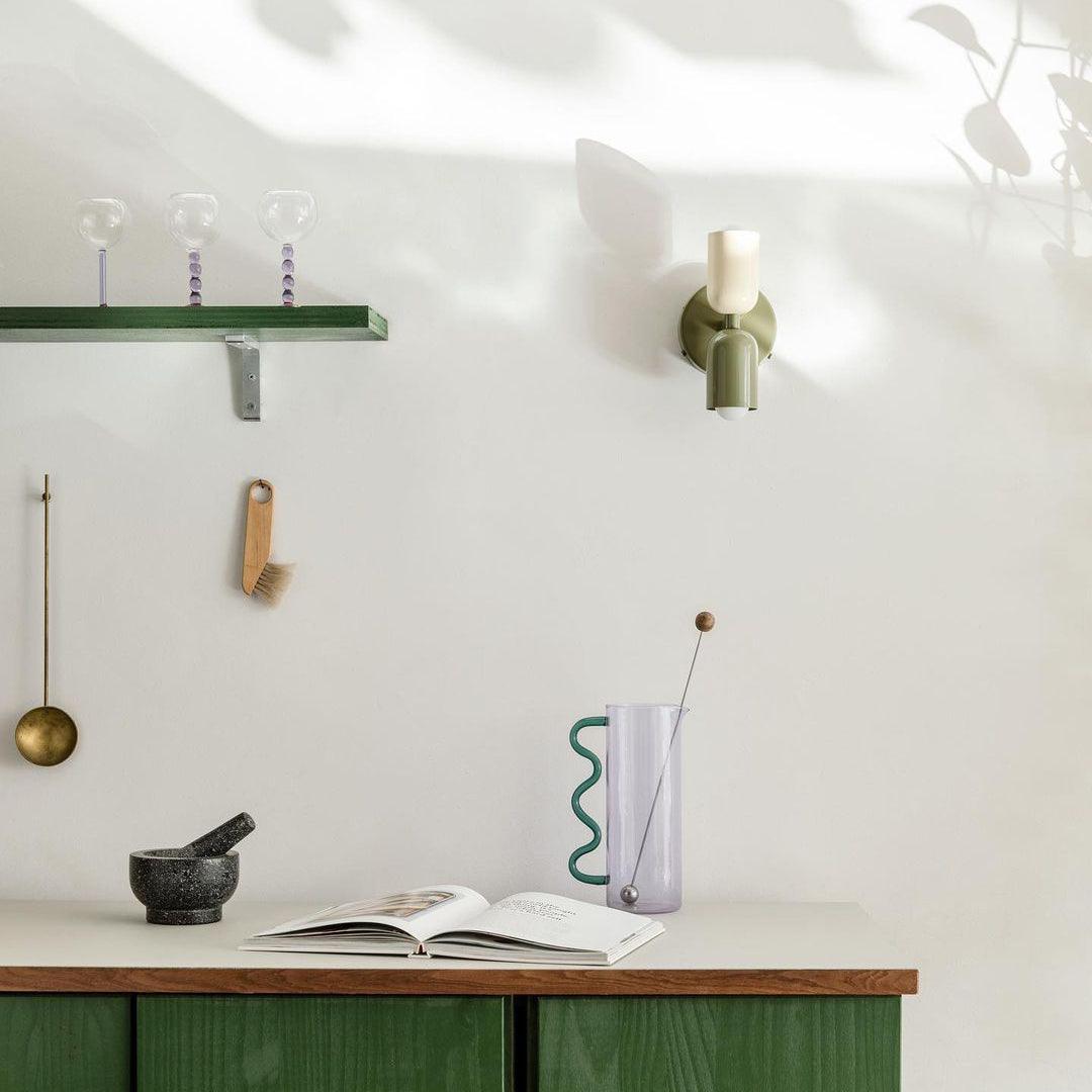 Lustra Wall Lamp Green Black Minimalist Plug-In-Neutral Decor