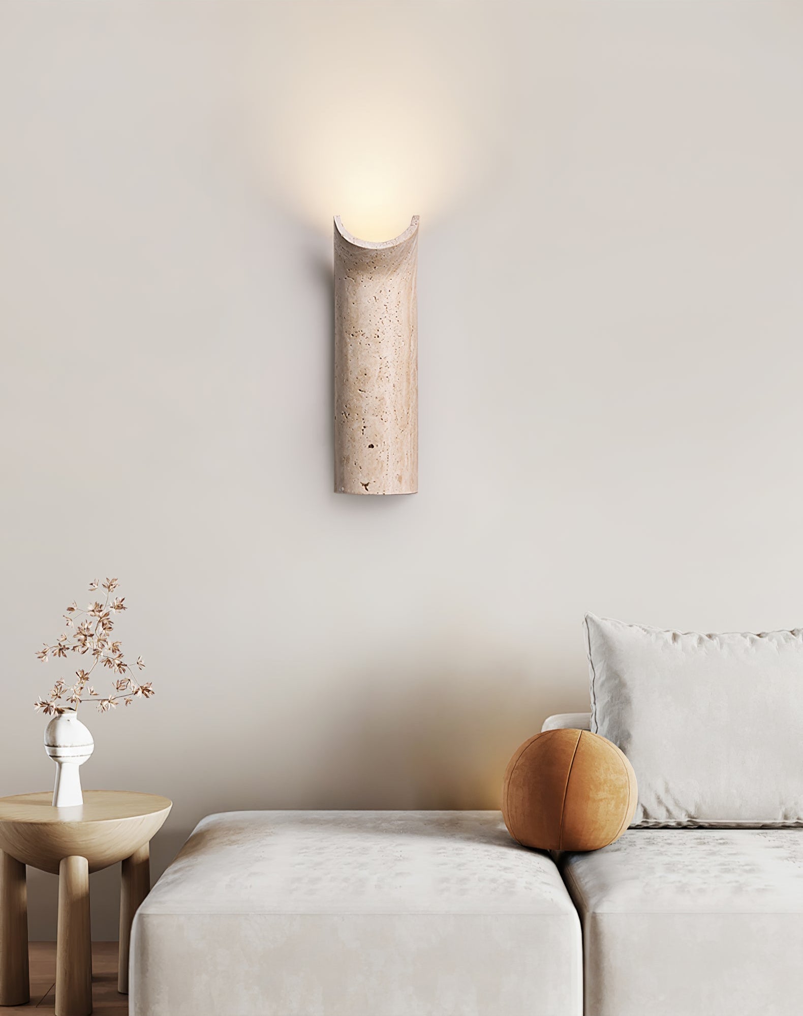 Lycoris Travertine Tapered Wall Light-Neutral Decor